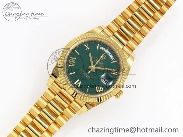 Day Date 40 YG 228238 ARF 1:1 Best Edition Green Roman Dial on President Bracelet VR3255 (Gain Weight)
