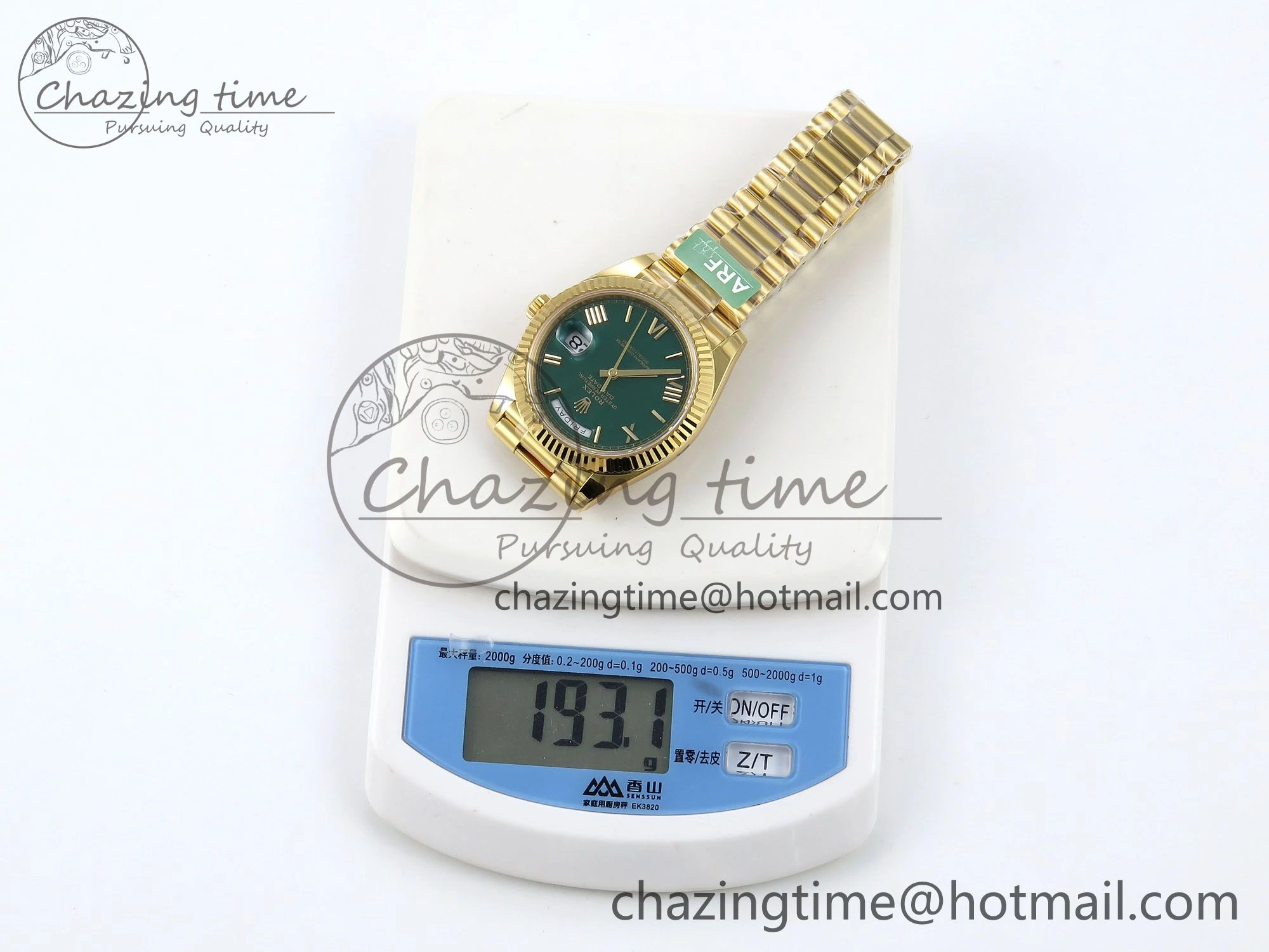 Day Date 40 YG 228238 ARF 1:1 Best Edition Green Roman Dial on President Bracelet VR3255 (Gain Weight)