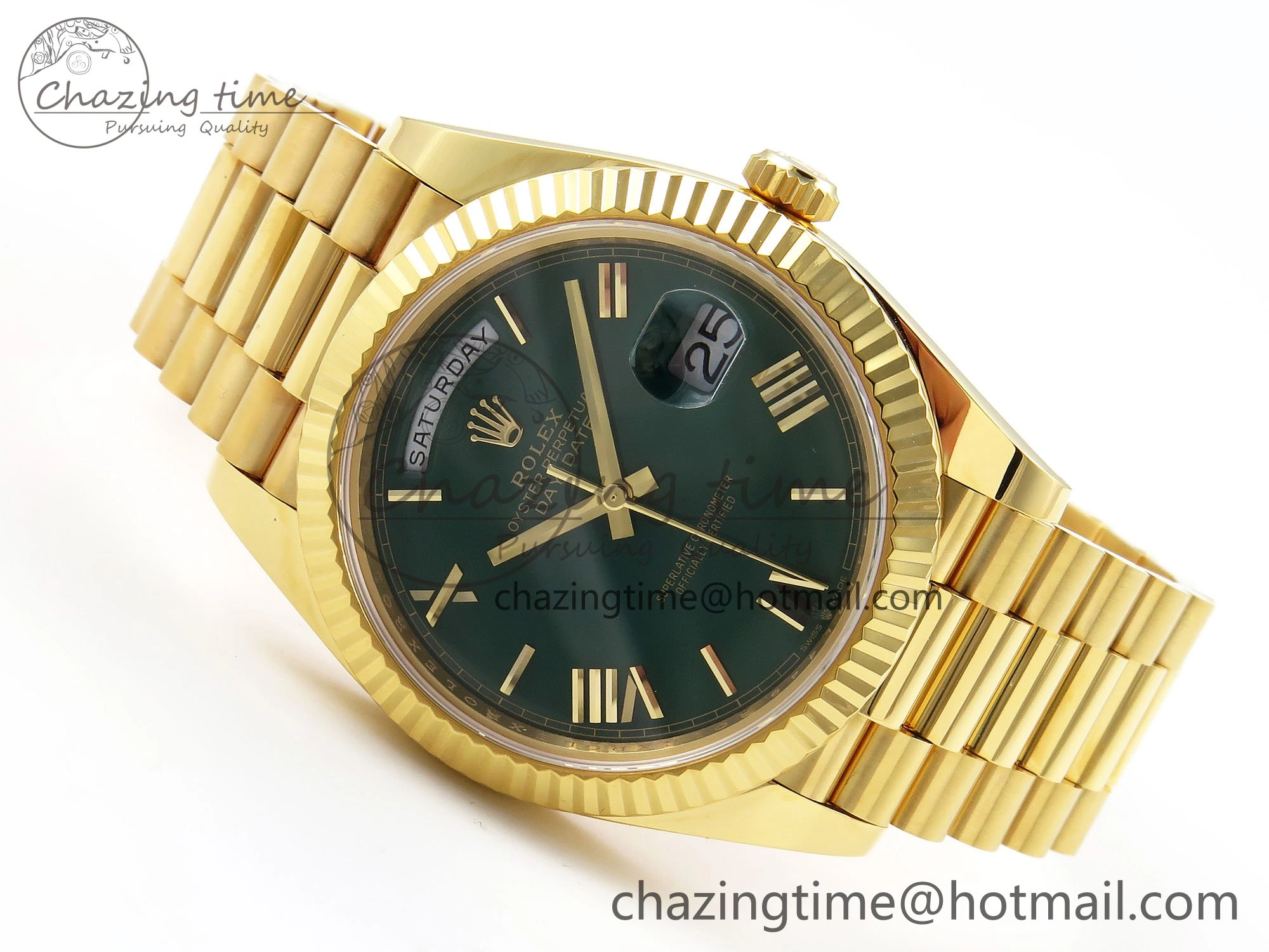 Day Date 40 YG 228238 ARF 1:1 Best Edition Green Roman Dial on President Bracelet VR3255