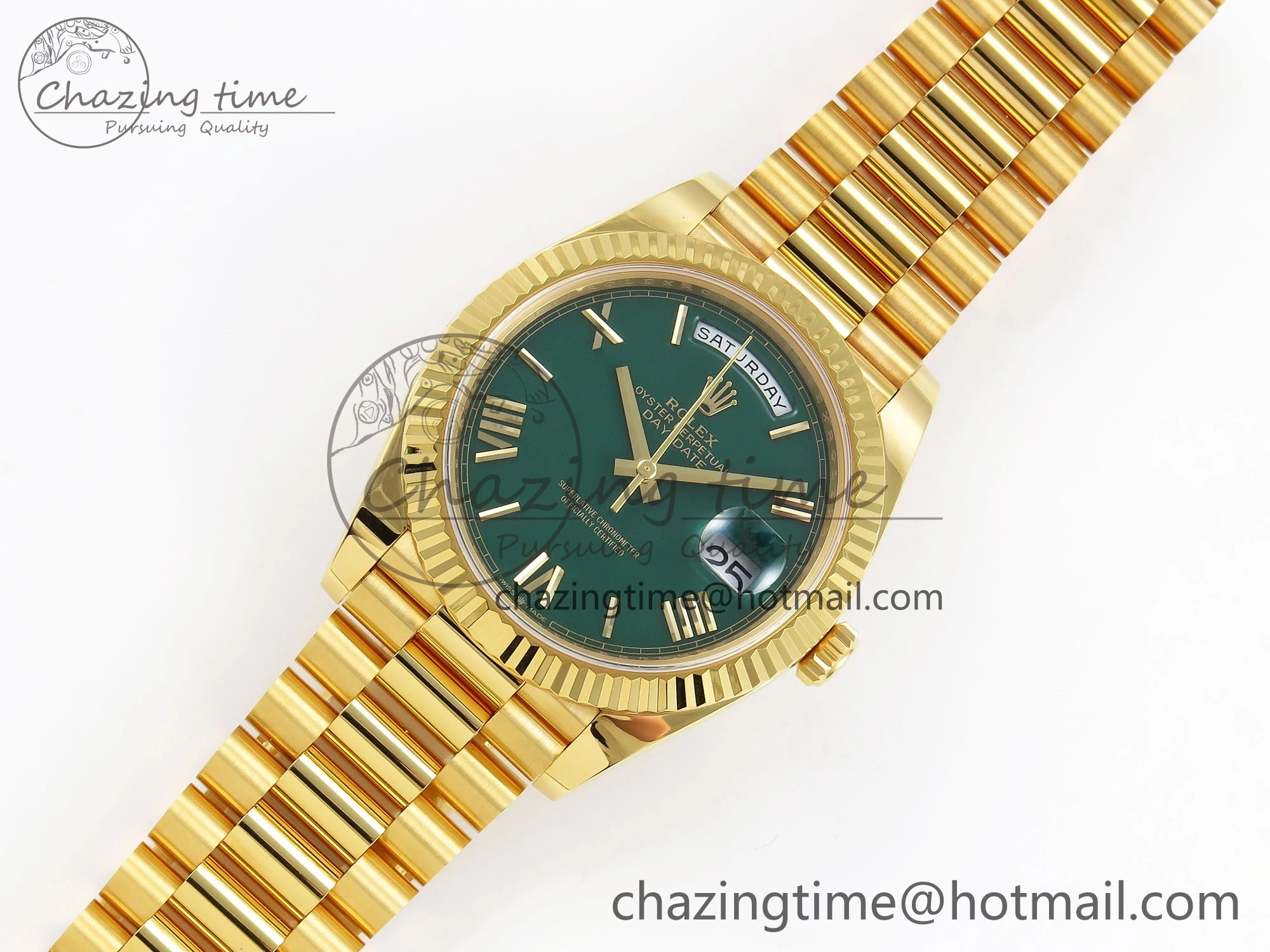 Day Date 40 YG 228238 ARF 1:1 Best Edition Green Roman Dial on President Bracelet VR3255