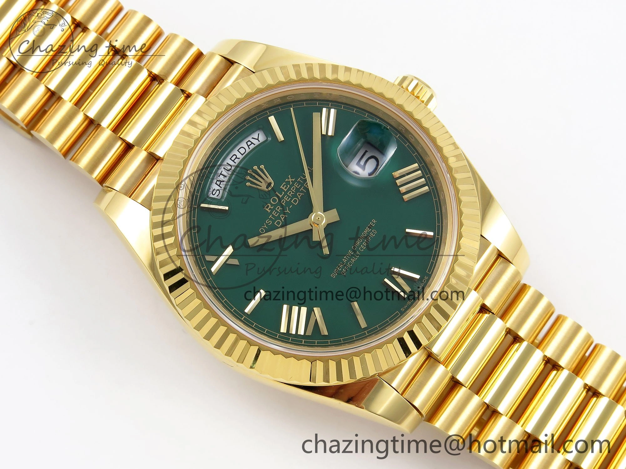 Day Date 40 YG 228238 ARF 1:1 Best Edition Green Roman Dial on President Bracelet VR3255