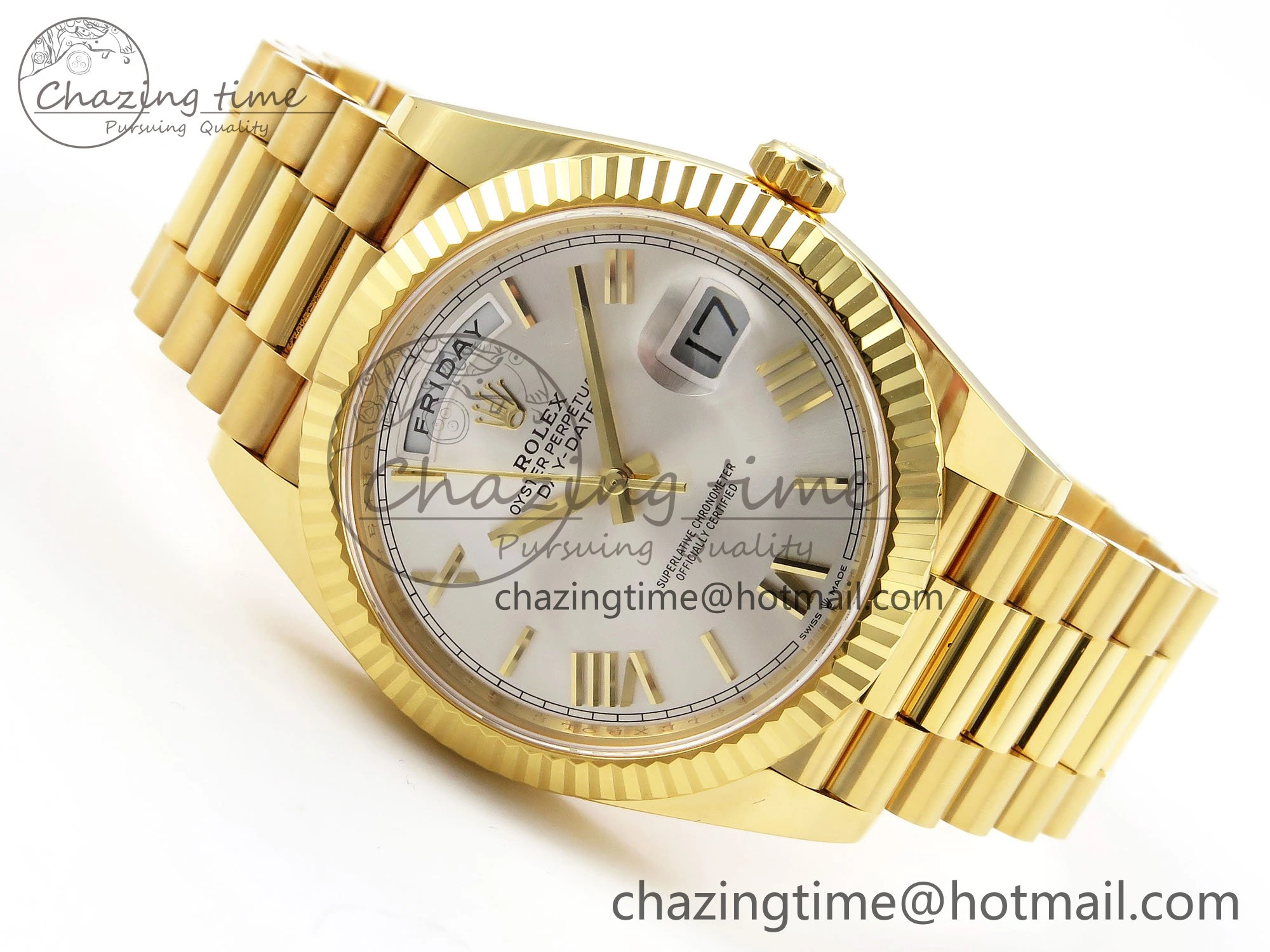 Day Date 40 YG 228238 ARF 1:1 Best Edition Silver Roman Dial on President Bracelet VR3255