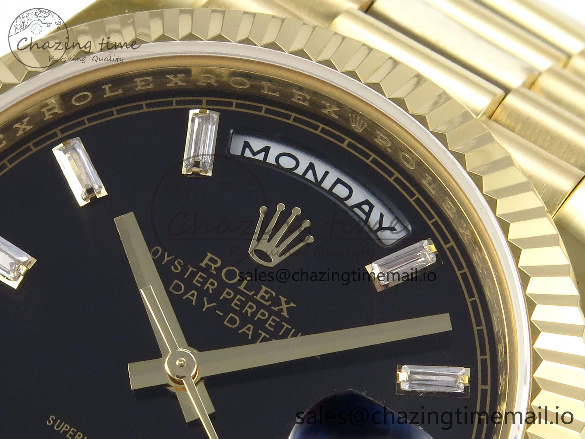 Day Date 40 YG 228238 KF 1:1 Best Edition Black Crystal Dial on President Bracelet VR3255 (Gain Weight)