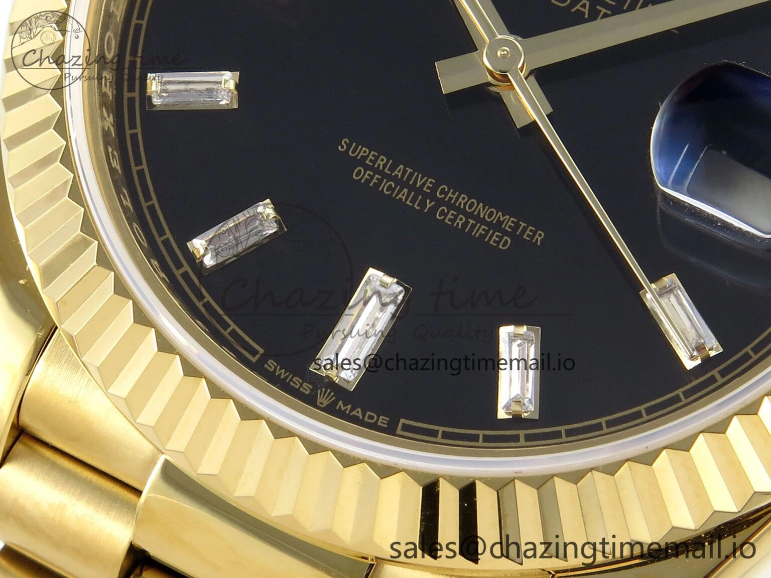 Day Date 40 YG 228238 KF 1:1 Best Edition Black Crystal Dial on President Bracelet VR3255 (Gain Weight)