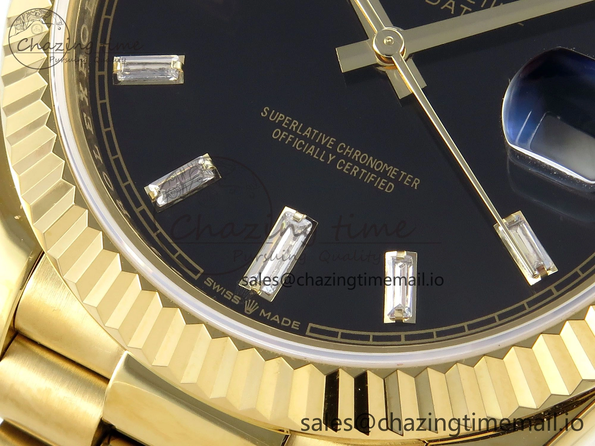 Day Date 40 YG 228238 KF 1:1 Best Edition Black Crystal Dial on President Bracelet VR3255 (Gain Weight)
