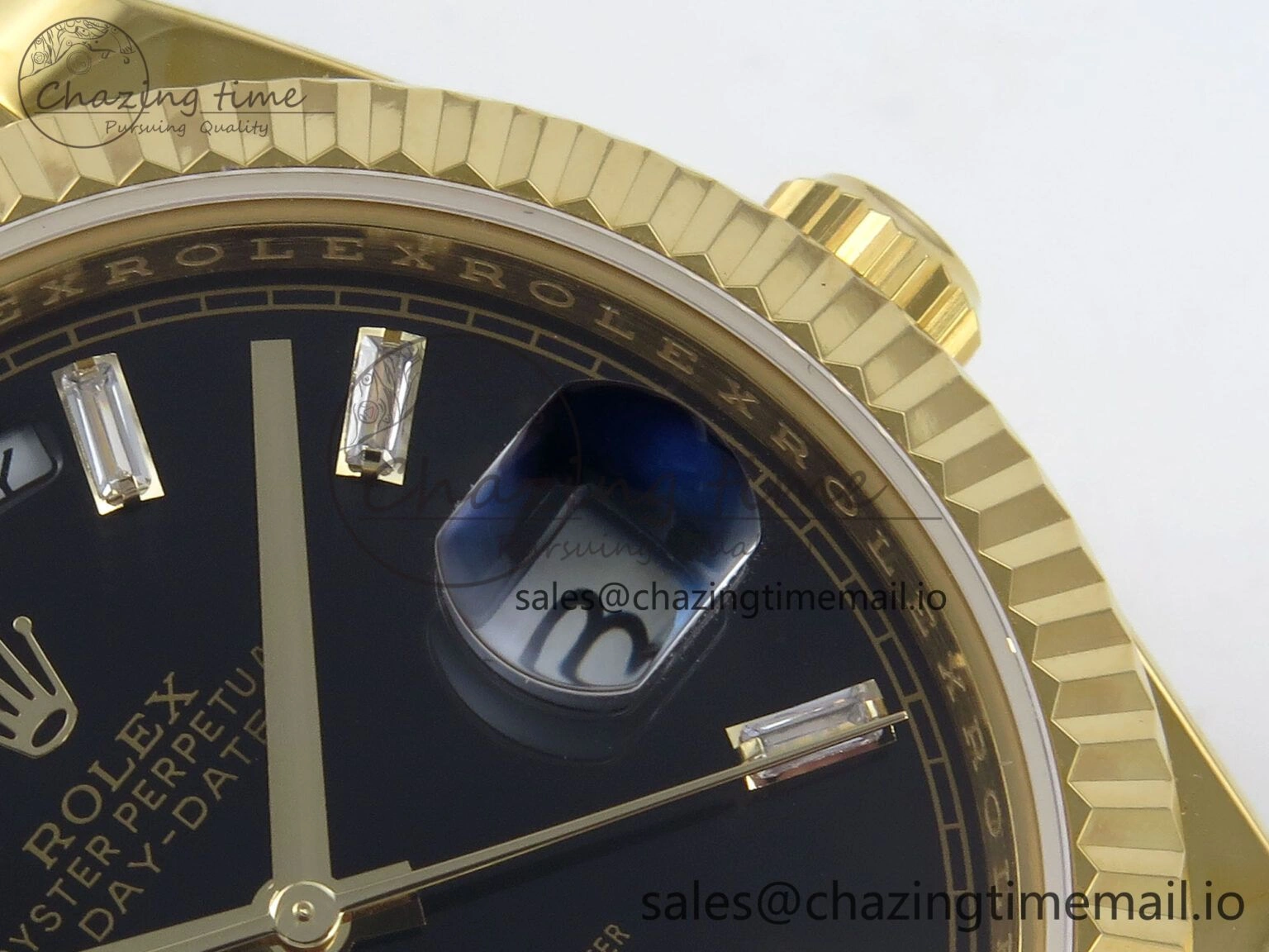 Day Date 40 YG 228238 KF 1:1 Best Edition Black Crystal Dial on President Bracelet VR3255 (Gain Weight)