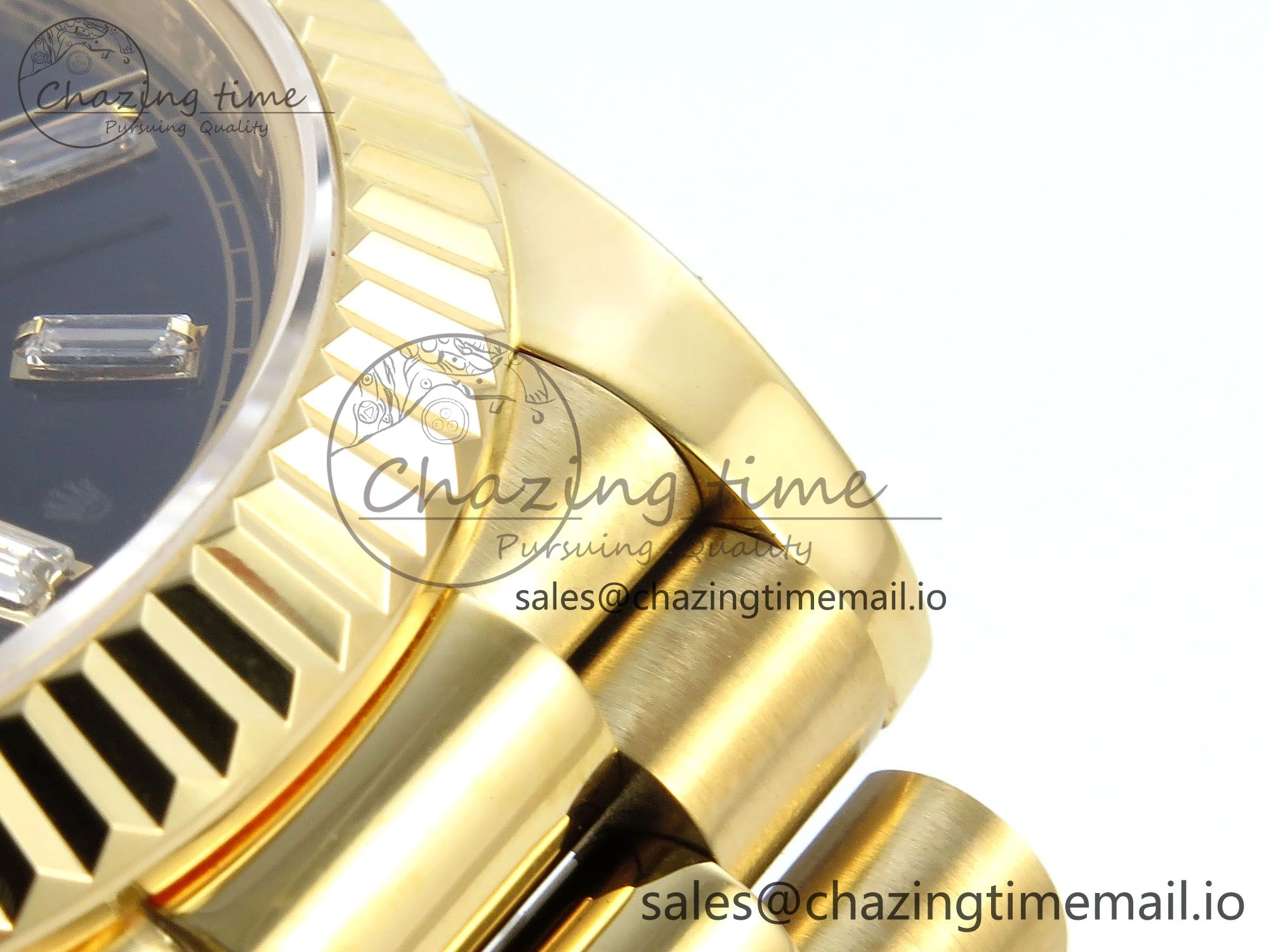 Day Date 40 YG 228238 KF 1:1 Best Edition Black Crystal Dial on President Bracelet VR3255 (Gain Weight)