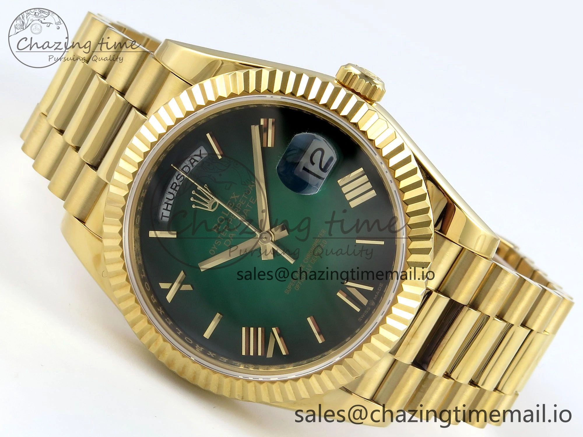 Day Date 40 YG 228238 KF 1:1 Best Edition Green Ombre Dial on President Bracelet VR3255 (Gain Weight)
