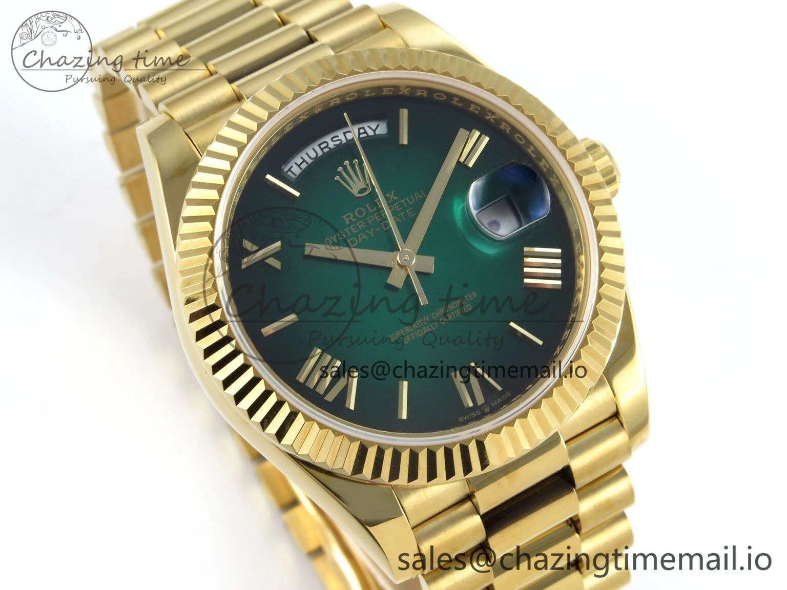 Day Date 40 YG 228238 KF 1:1 Best Edition Green Ombre Dial on President Bracelet VR3255 (Gain Weight)