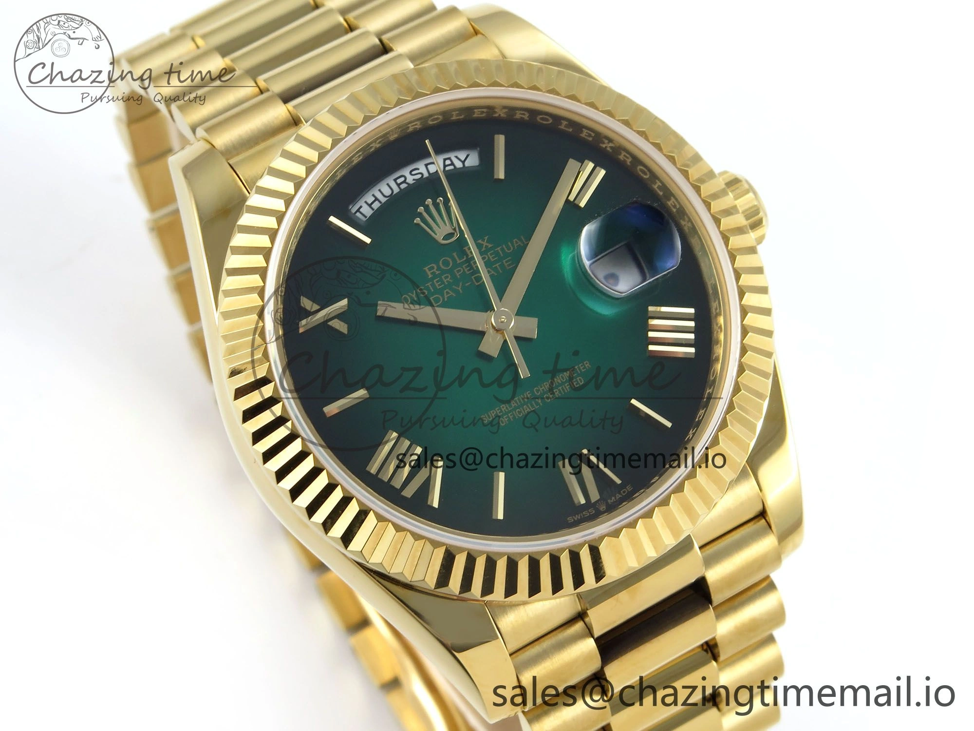 Day Date 40 YG 228238 KF 1:1 Best Edition Green Ombre Dial on President Bracelet VR3255 (Gain Weight)