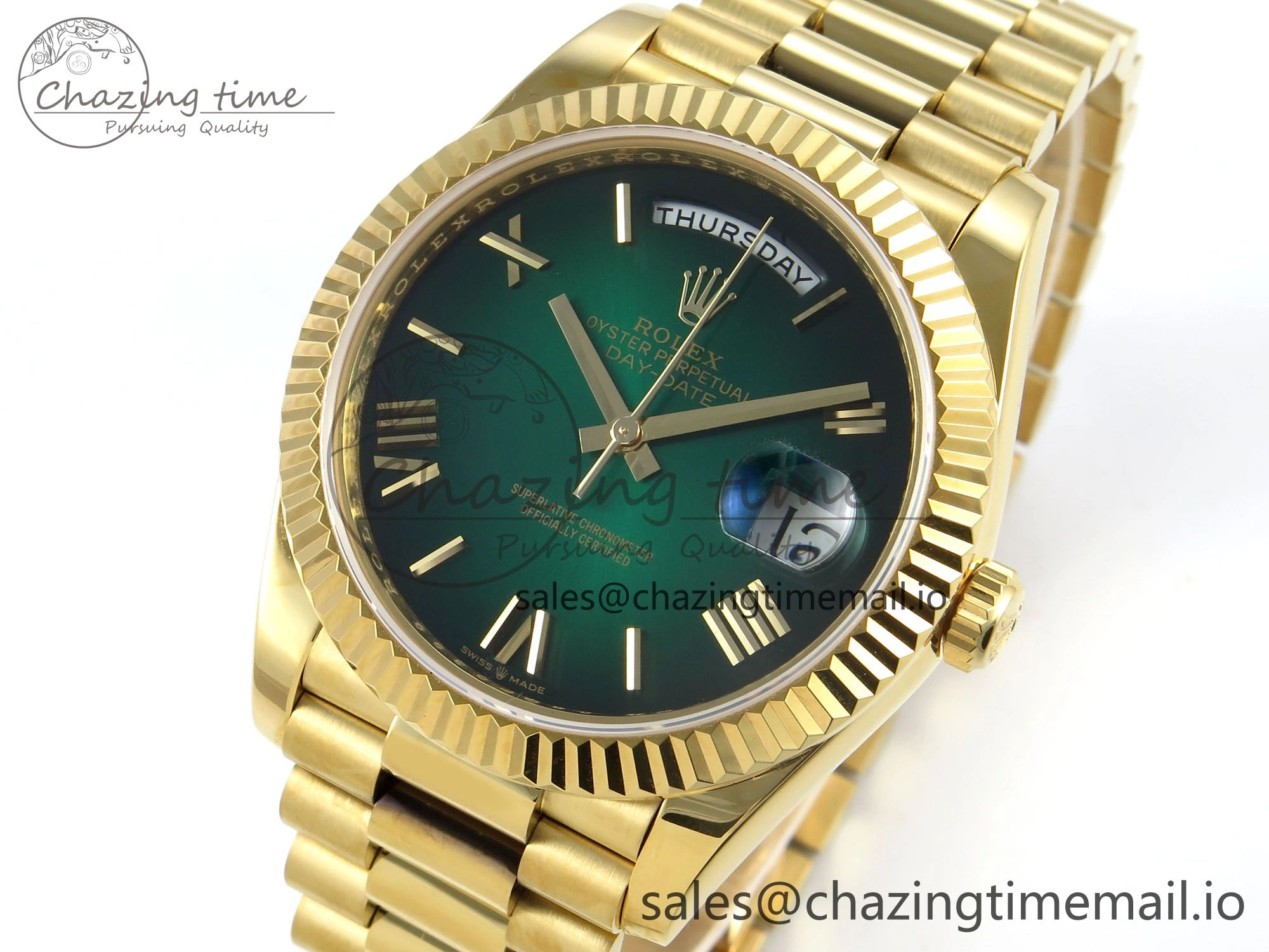 Day Date 40 YG 228238 KF 1:1 Best Edition Green Ombre Dial on President Bracelet VR3255 (Gain Weight)