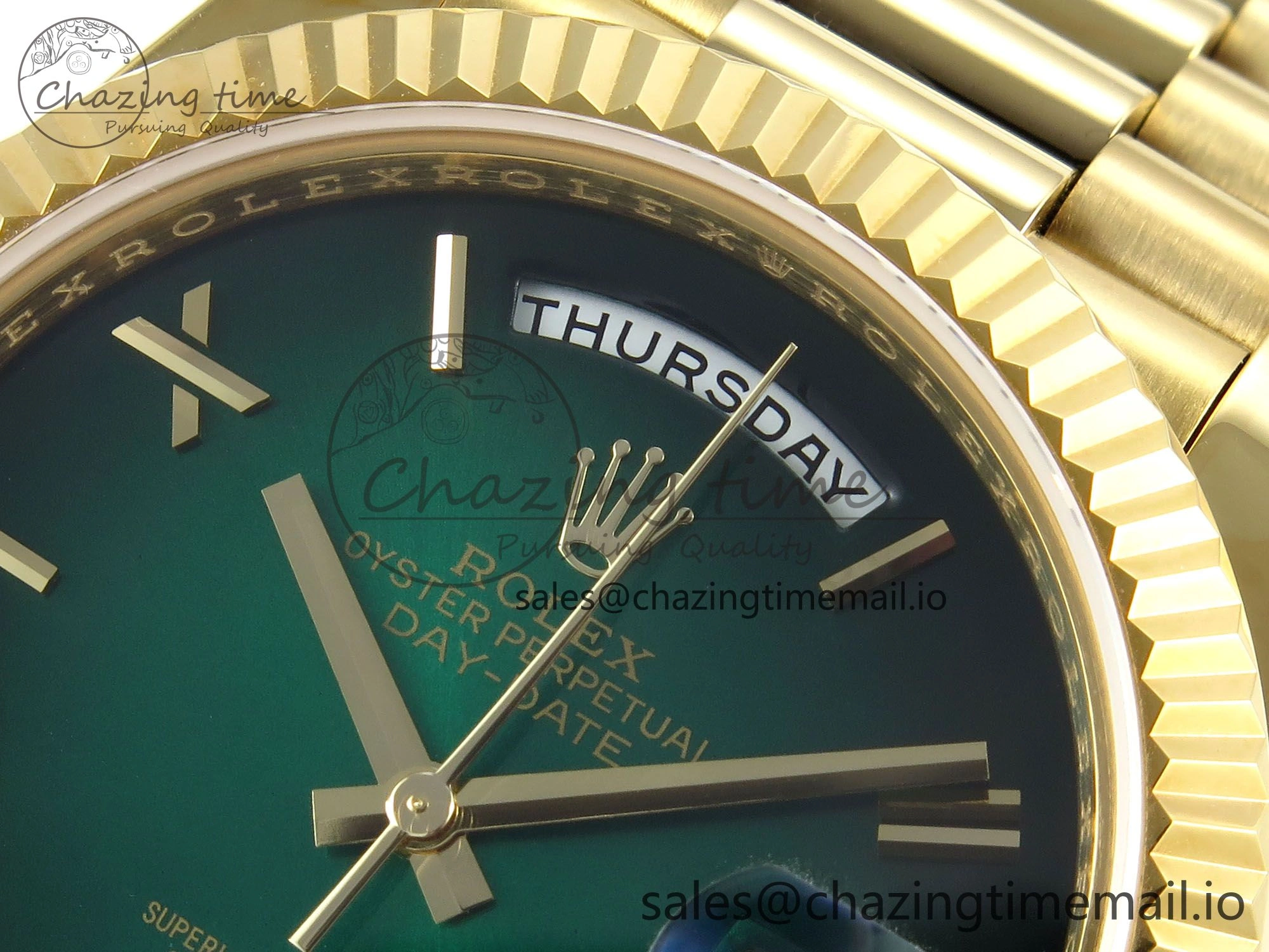 Day Date 40 YG 228238 KF 1:1 Best Edition Green Ombre Dial on President Bracelet VR3255 (Gain Weight)