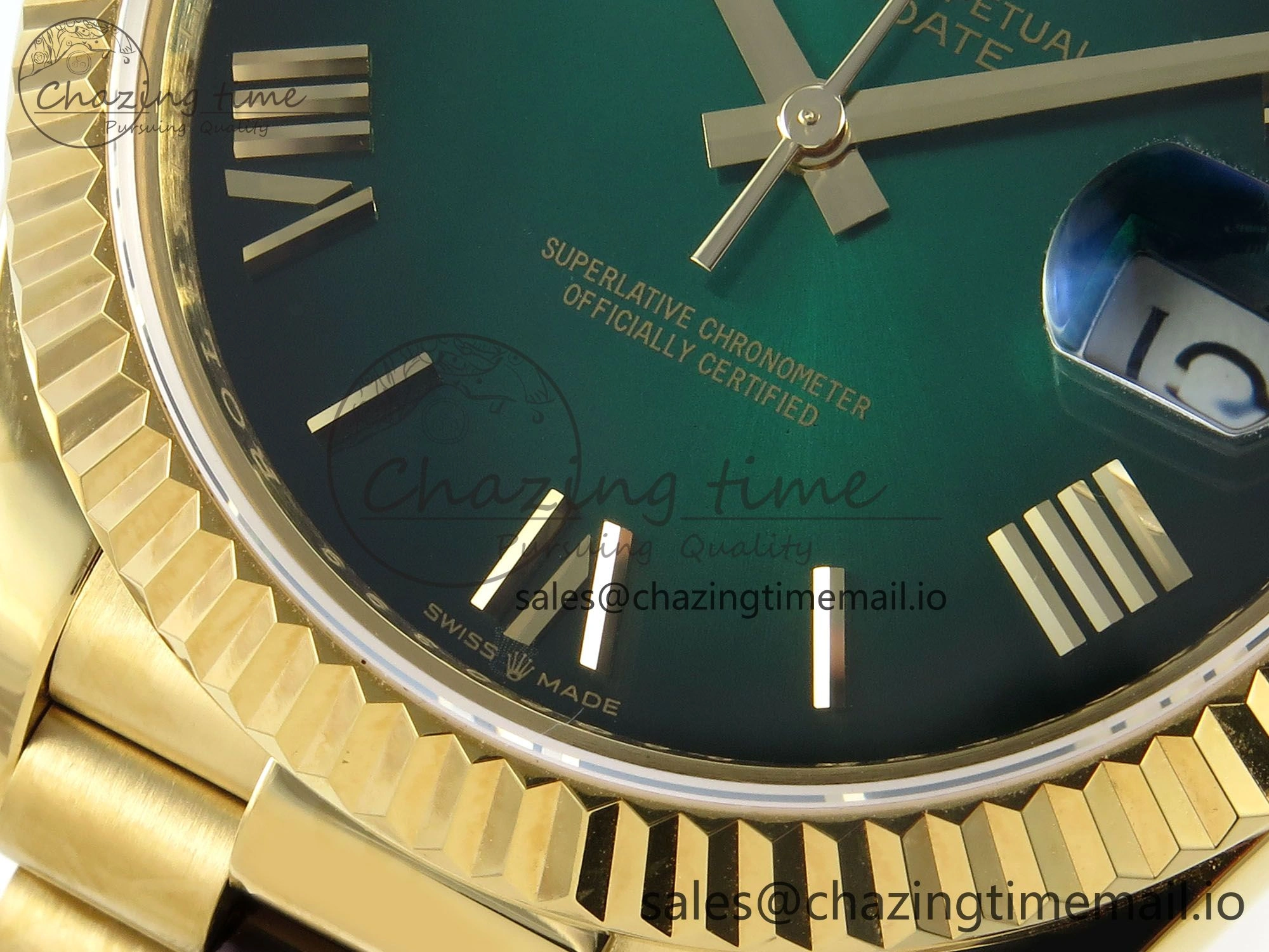 Day Date 40 YG 228238 KF 1:1 Best Edition Green Ombre Dial on President Bracelet VR3255 (Gain Weight)