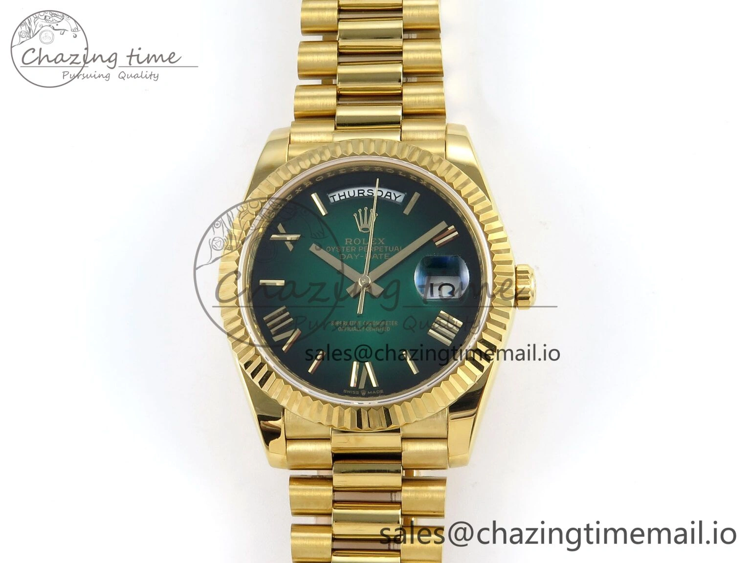 Day Date 40 YG 228238 KF 1:1 Best Edition Green Ombre Dial on President Bracelet VR3255 (Gain Weight)