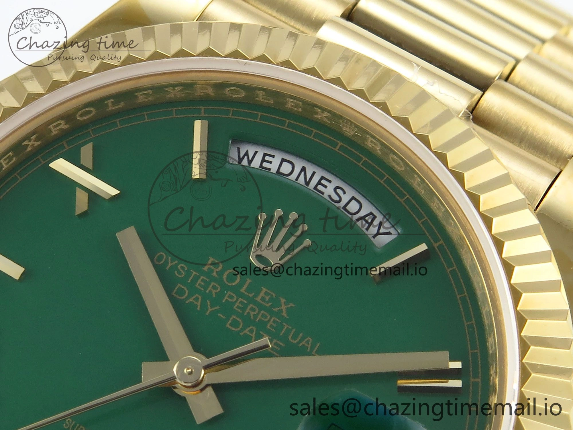 Day Date 40 YG 228238 KF 1:1 Best Edition Green Roman Dial on President Bracelet VR3255 (Gain Weight)