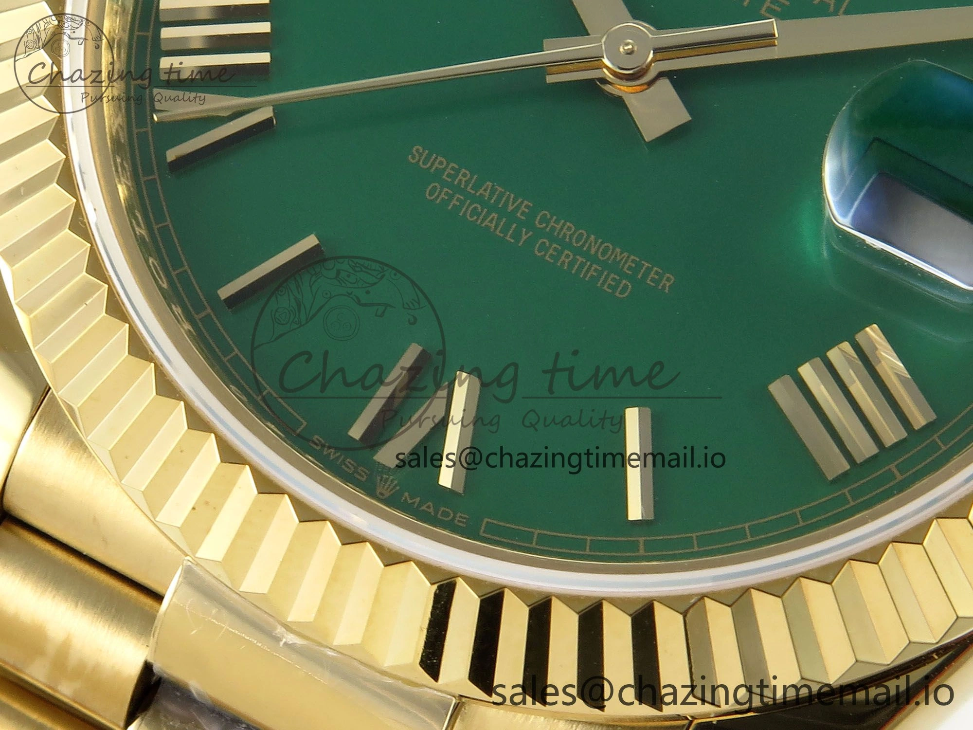 Day Date 40 YG 228238 KF 1:1 Best Edition Green Roman Dial on President Bracelet VR3255 (Gain Weight)