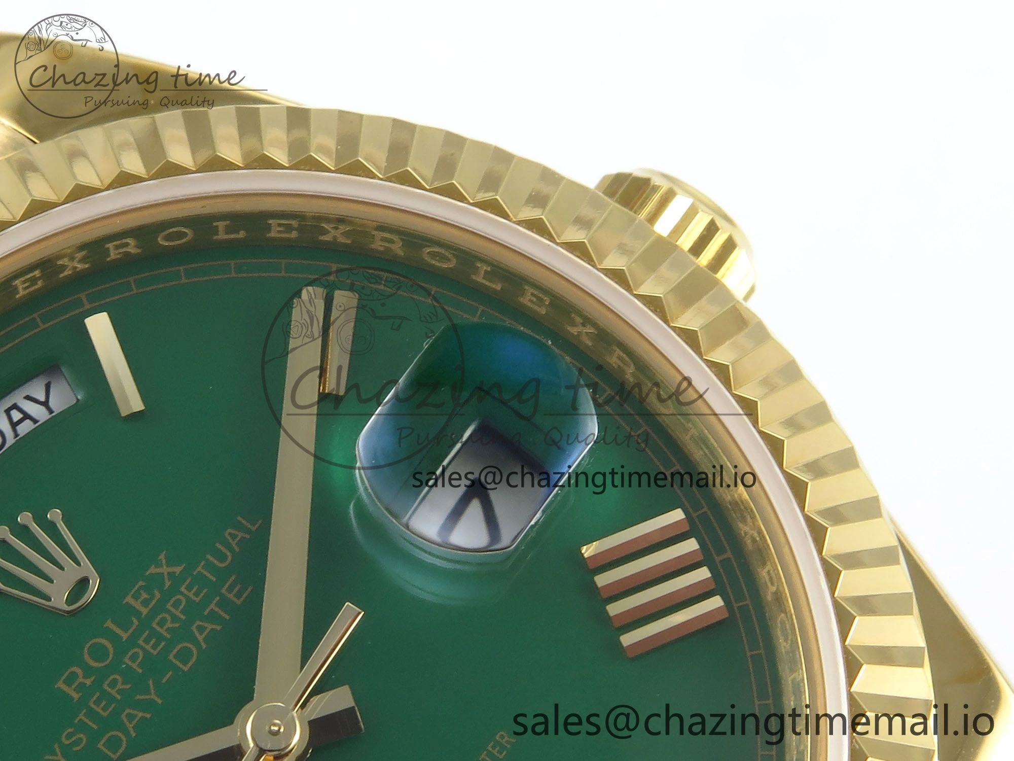 Day Date 40 YG 228238 KF 1:1 Best Edition Green Roman Dial on President Bracelet VR3255 (Gain Weight)