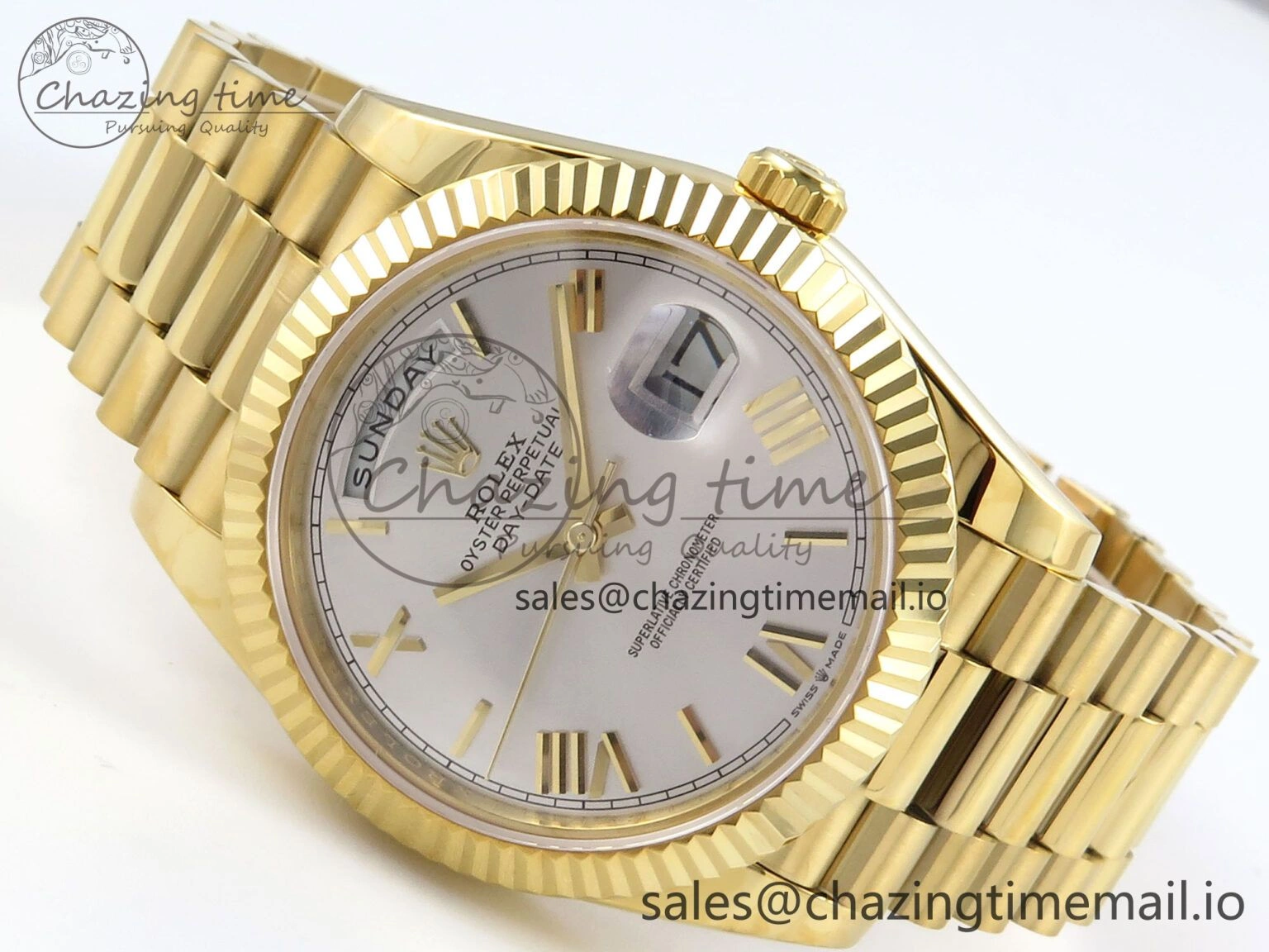 Day Date 40 YG 228238 KF 1:1 Best Edition Silver Roman Dial on President Bracelet VR3255 (Gain Weight)