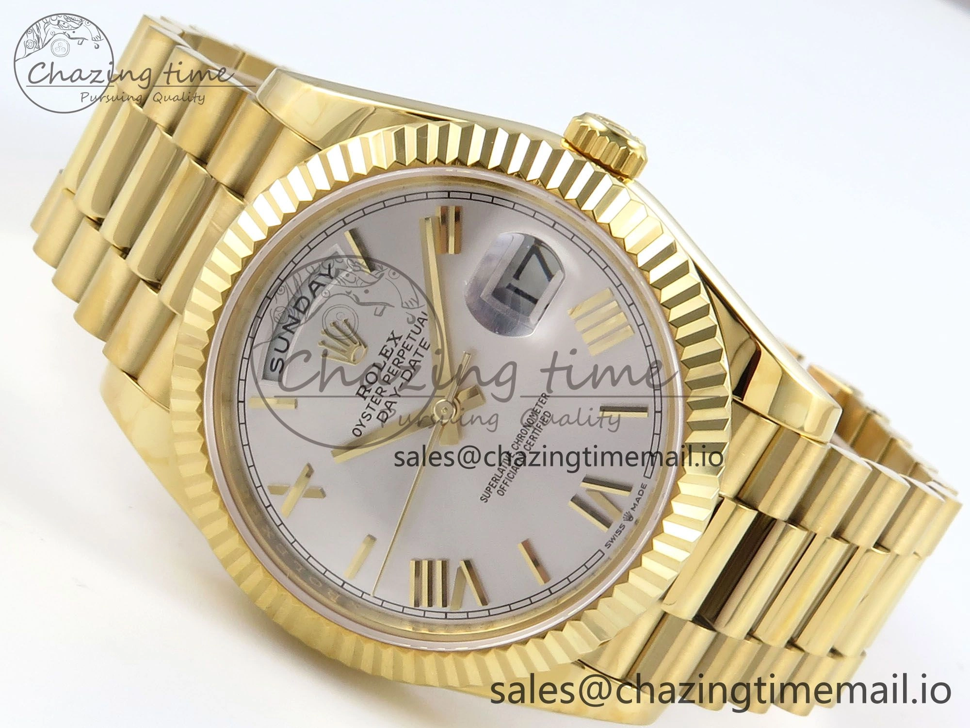 Day Date 40 YG 228238 KF 1:1 Best Edition Silver Roman Dial on President Bracelet VR3255 (Gain Weight)