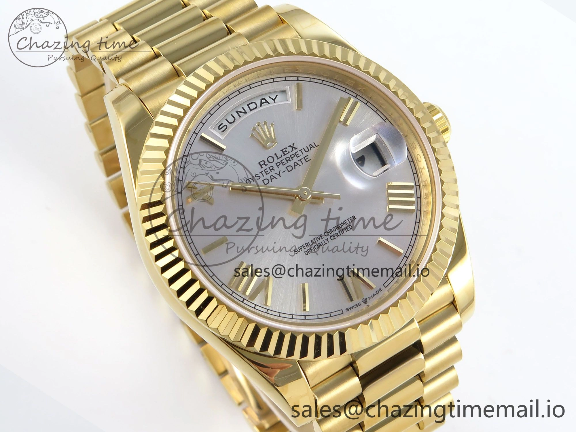 Day Date 40 YG 228238 KF 1:1 Best Edition Silver Roman Dial on President Bracelet VR3255 (Gain Weight)