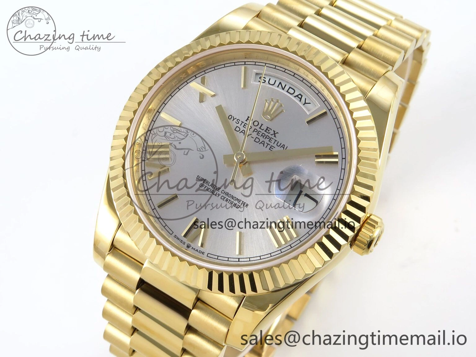 Day Date 40 YG 228238 KF 1:1 Best Edition Silver Roman Dial on President Bracelet VR3255 (Gain Weight)