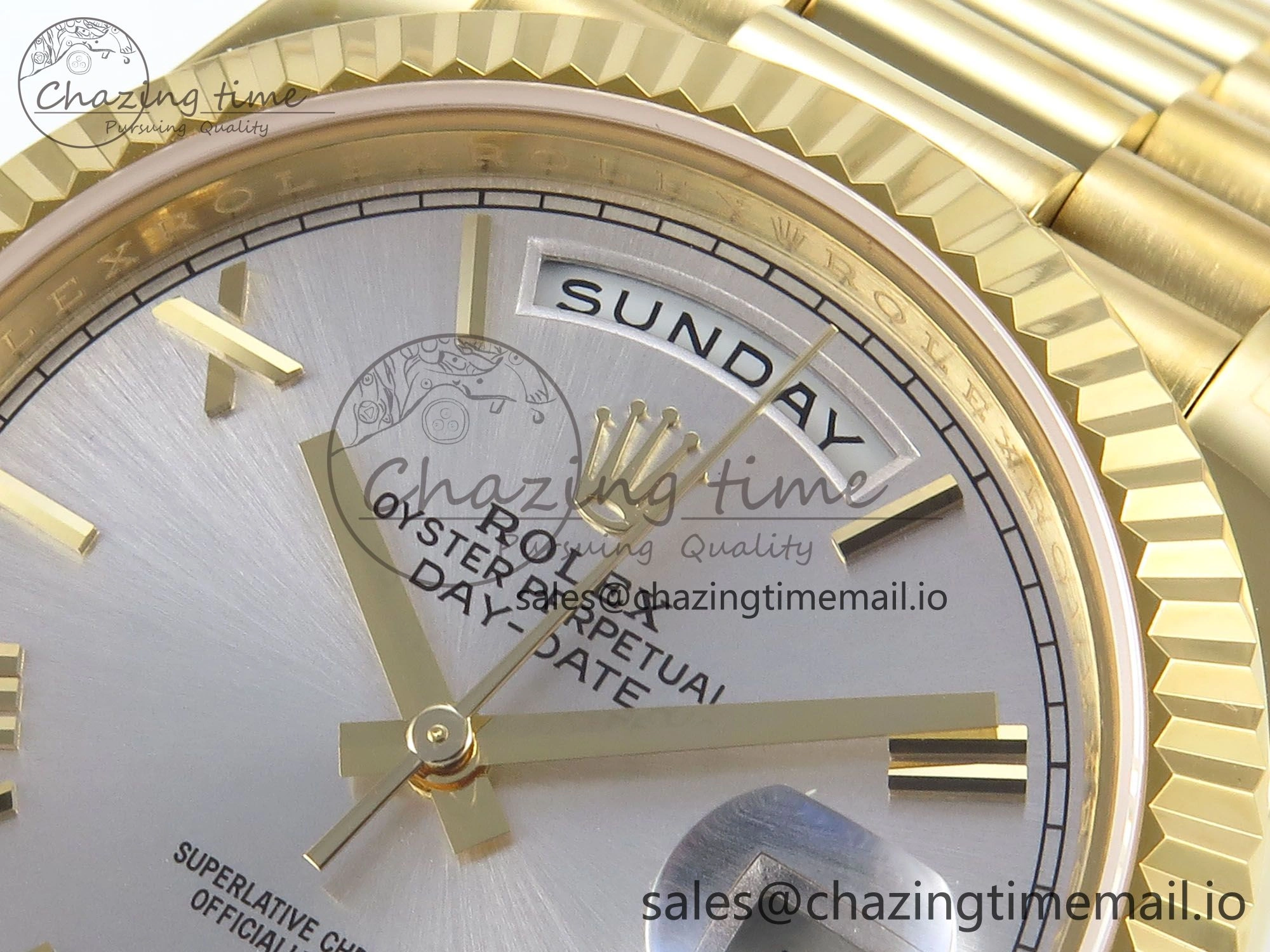 Day Date 40 YG 228238 KF 1:1 Best Edition Silver Roman Dial on President Bracelet VR3255 (Gain Weight)