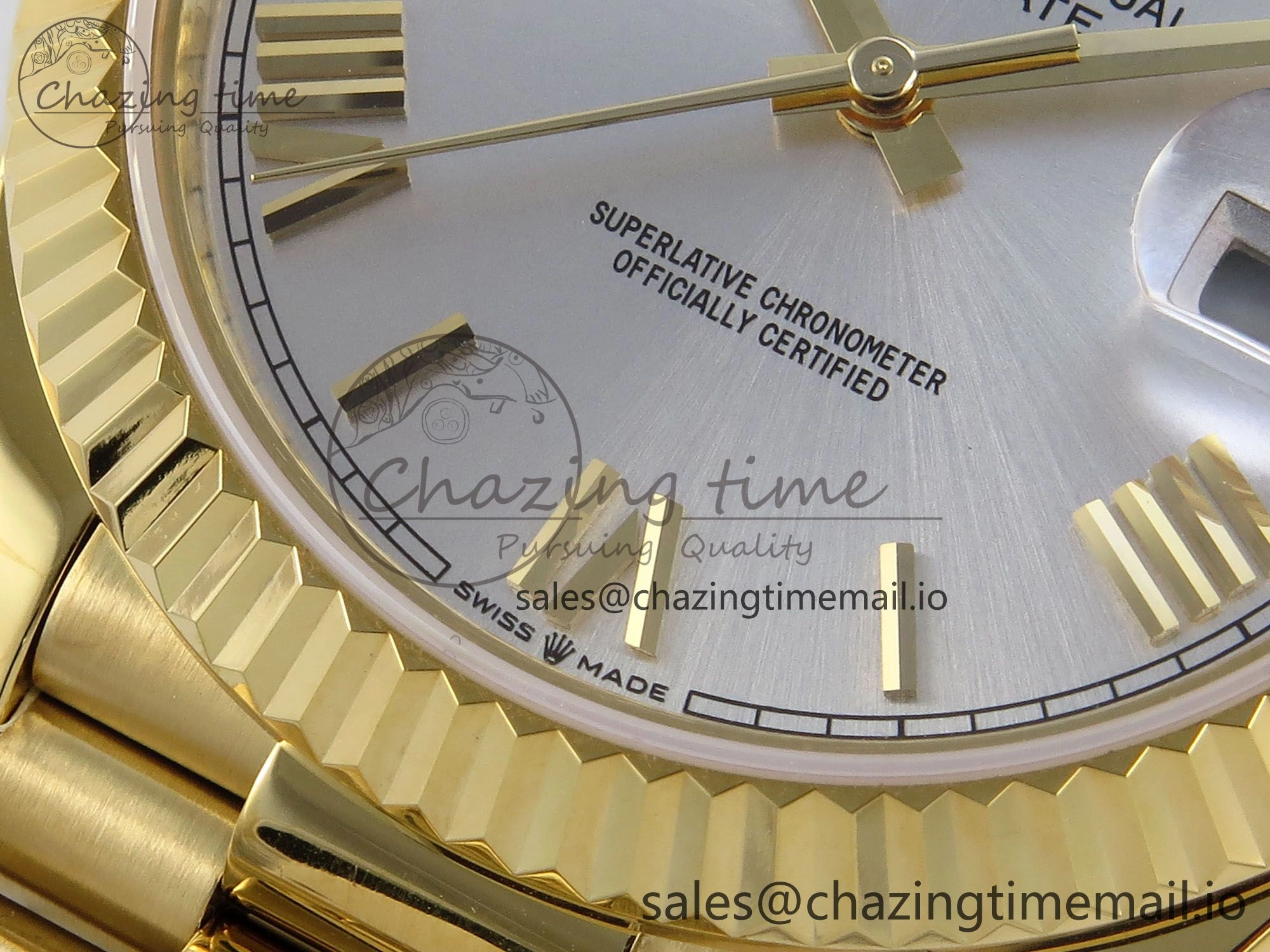 Day Date 40 YG 228238 KF 1:1 Best Edition Silver Roman Dial on President Bracelet VR3255 (Gain Weight)