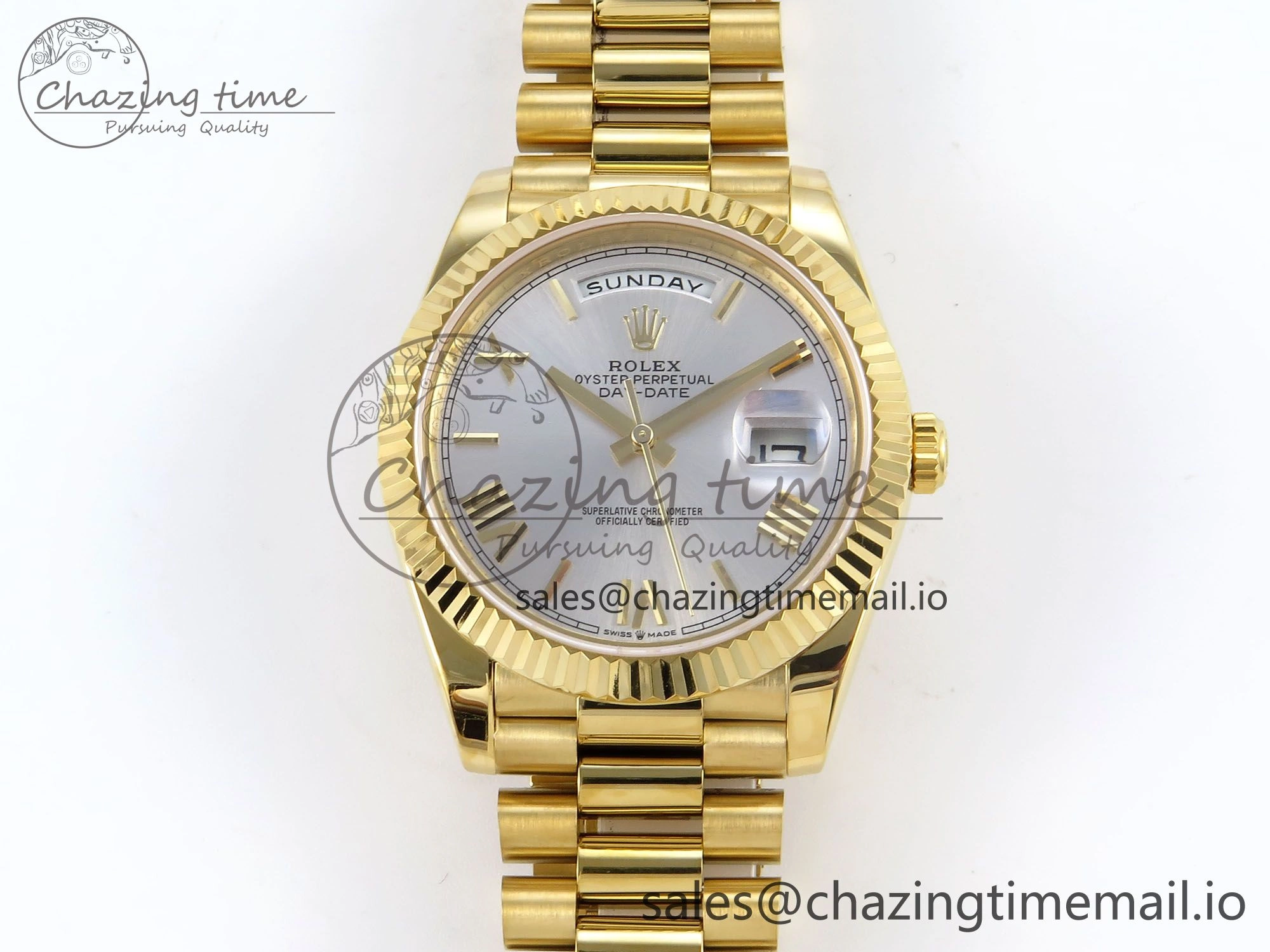 Day Date 40 YG 228238 KF 1:1 Best Edition Silver Roman Dial on President Bracelet VR3255 (Gain Weight)