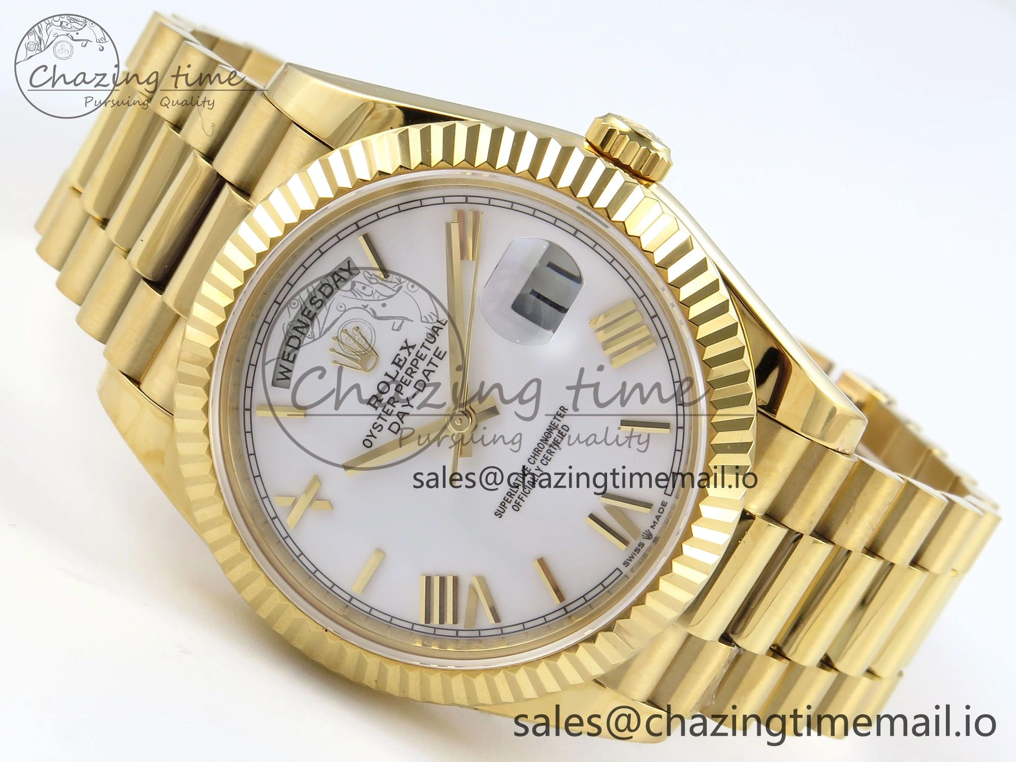 Day Date 40 YG 228238 KF 1:1 Best Edition White Roman Dial on President Bracelet VR3255 (Gain Weight)