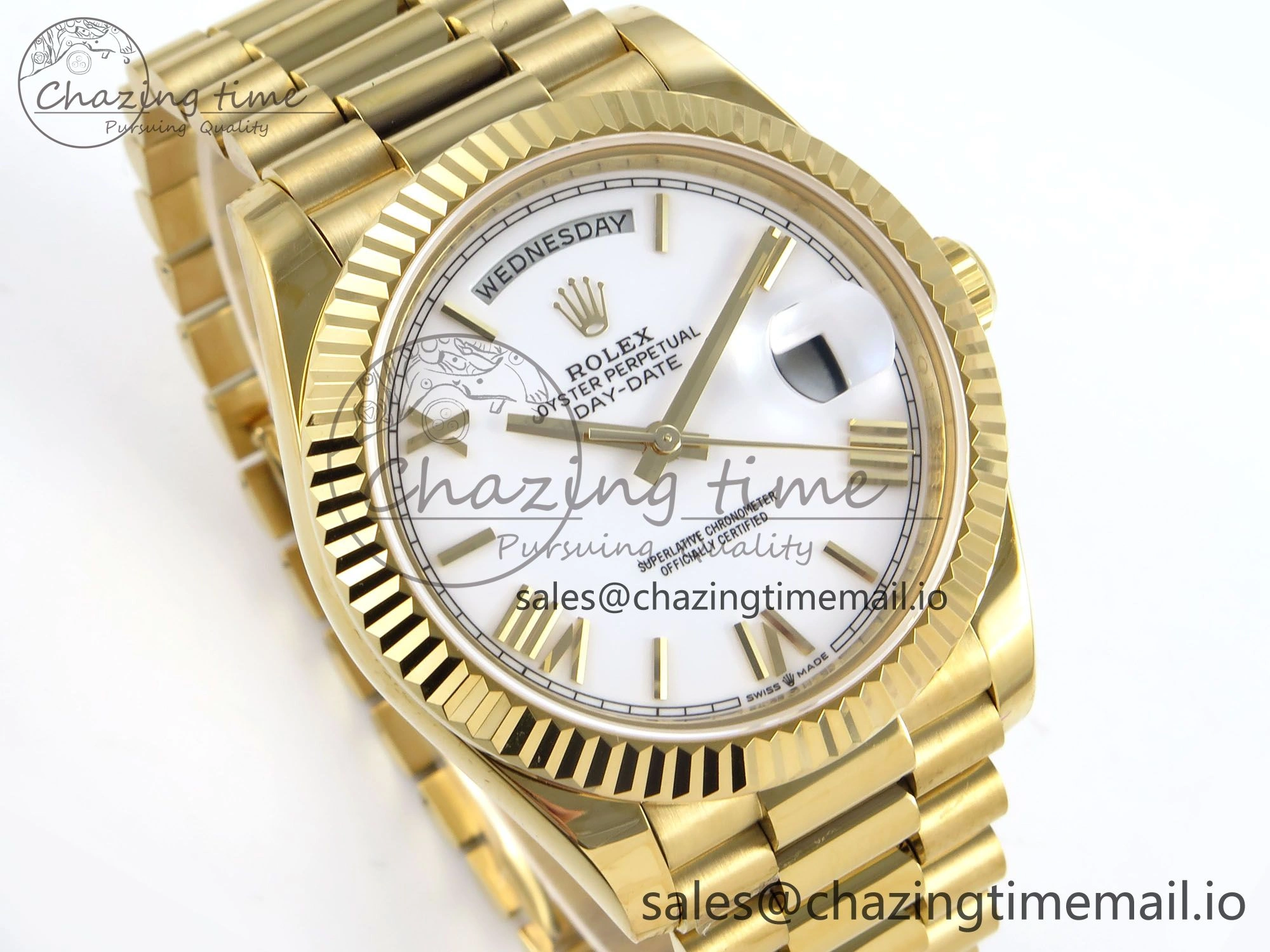 Day Date 40 YG 228238 KF 1:1 Best Edition White Roman Dial on President Bracelet VR3255 (Gain Weight)