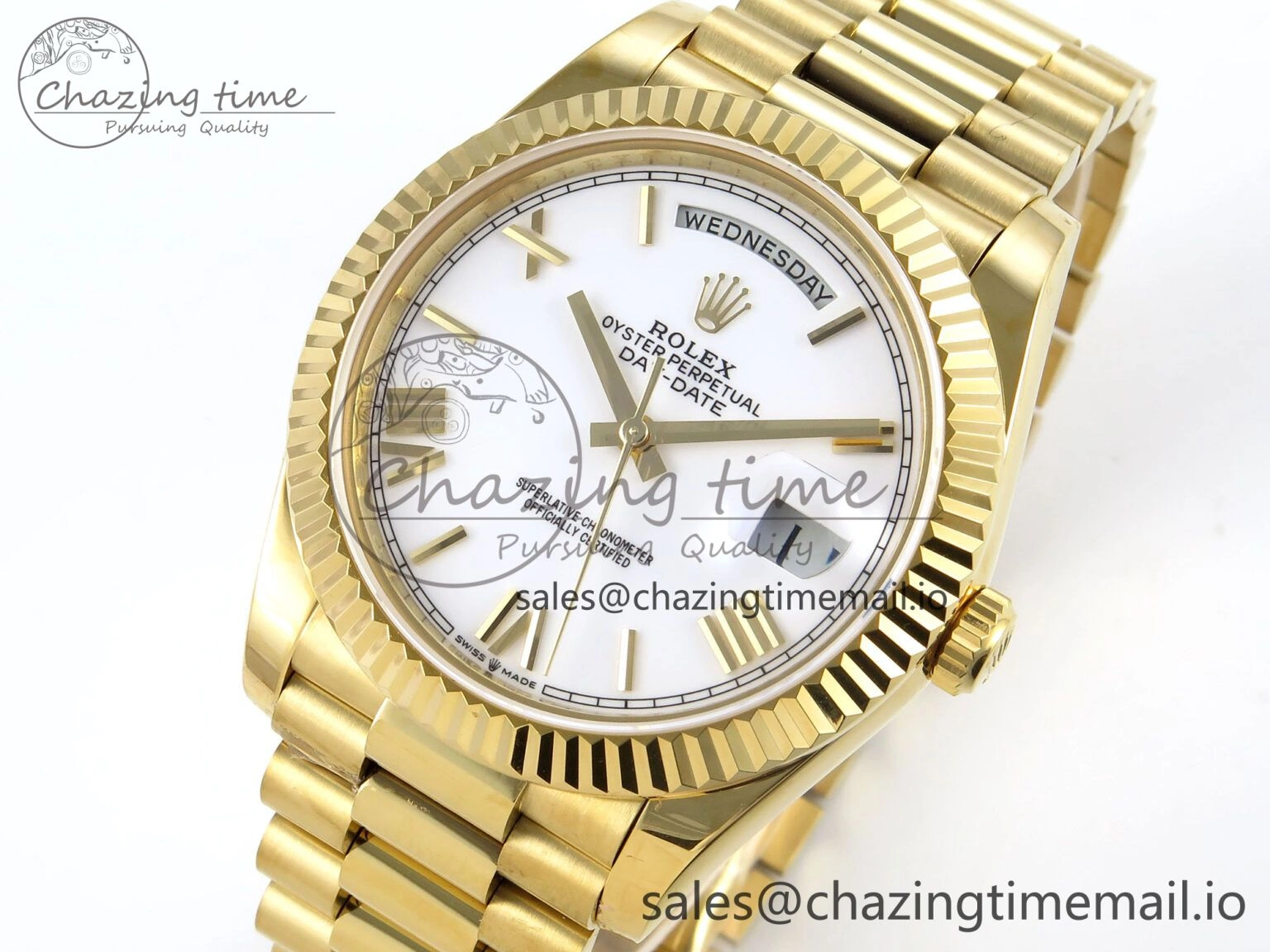 Day Date 40 YG 228238 KF 1:1 Best Edition White Roman Dial on President Bracelet VR3255 (Gain Weight)