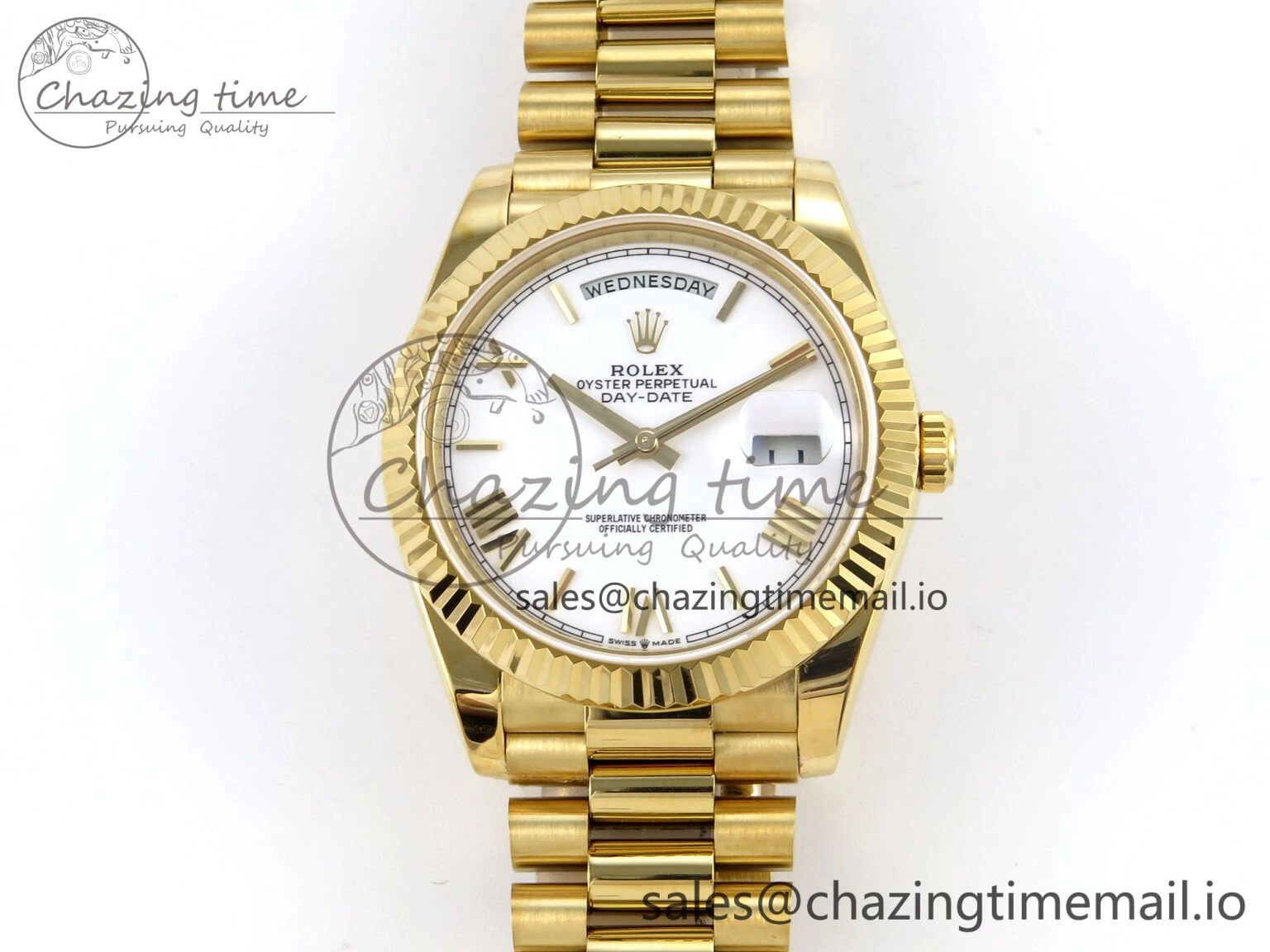 Day Date 40 YG 228238 KF 1:1 Best Edition White Roman Dial on President Bracelet VR3255 (Gain Weight)