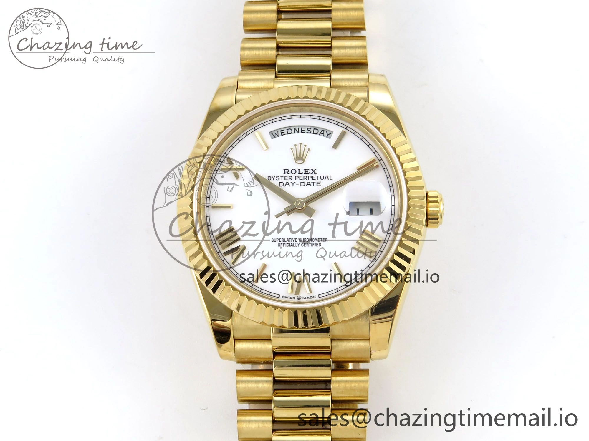 Day Date 40 YG 228238 KF 1:1 Best Edition White Roman Dial on President Bracelet VR3255 (Gain Weight)