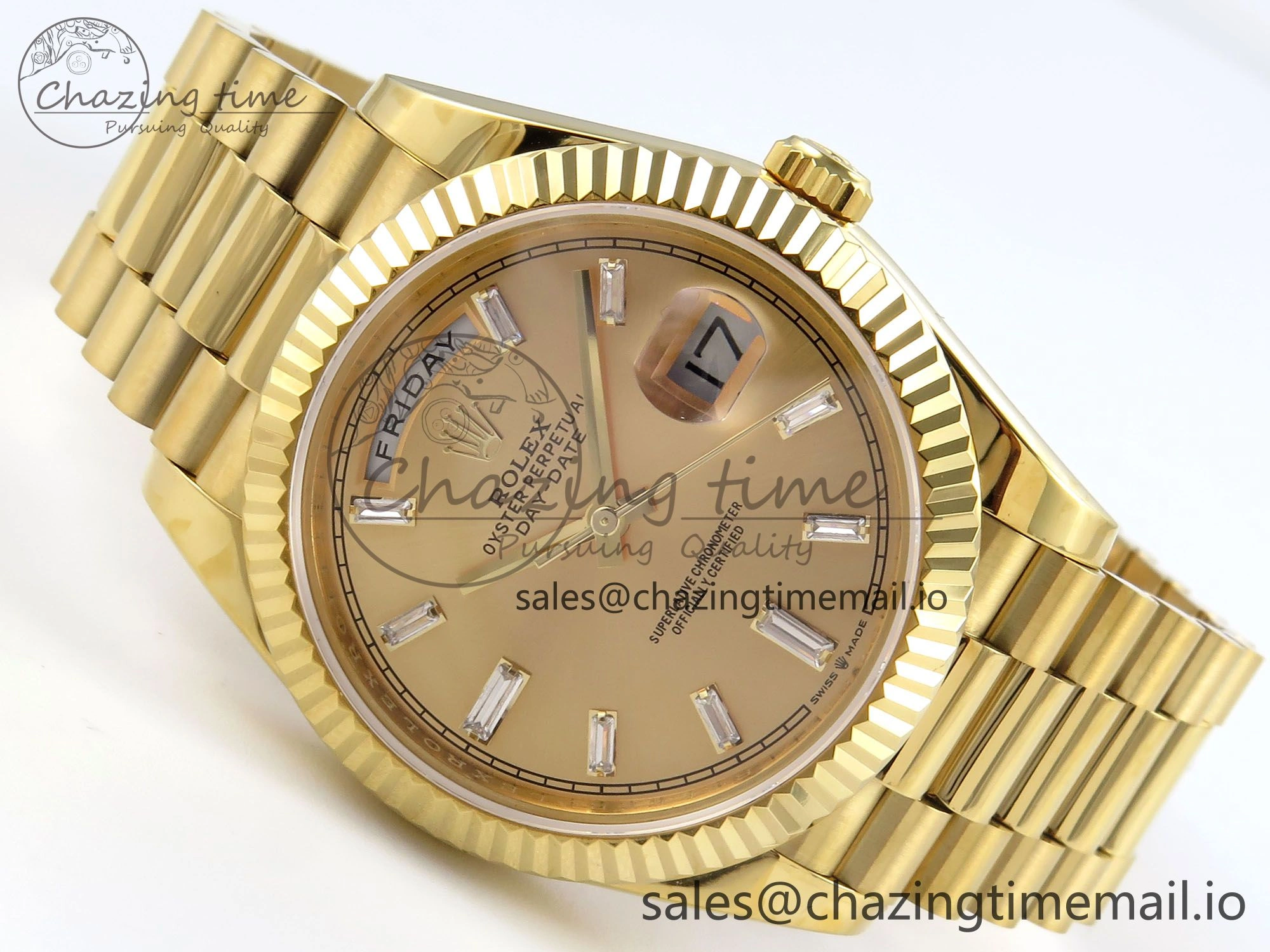 Day Date 40 YG 228238 KF 1:1 Best Edition YG Crystal Dial on President Bracelet VR3255 (Gain Weight)