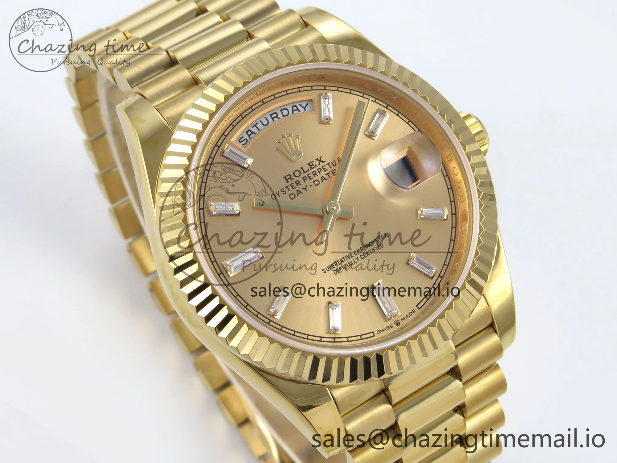 Day Date 40 YG 228238 KF 1:1 Best Edition YG Crystal Dial on President Bracelet VR3255 (Gain Weight)