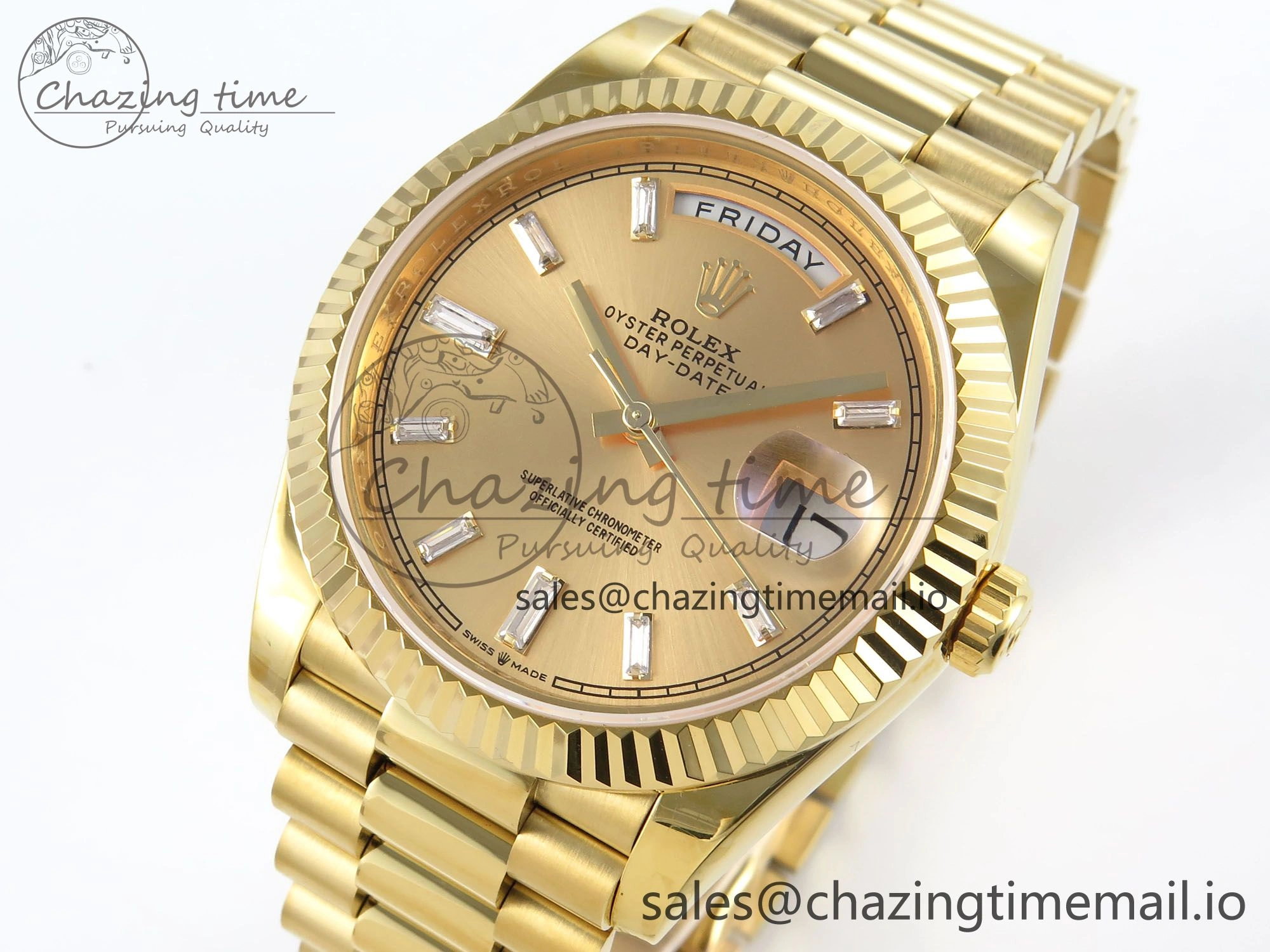 Day Date 40 YG 228238 KF 1:1 Best Edition YG Crystal Dial on President Bracelet VR3255 (Gain Weight)