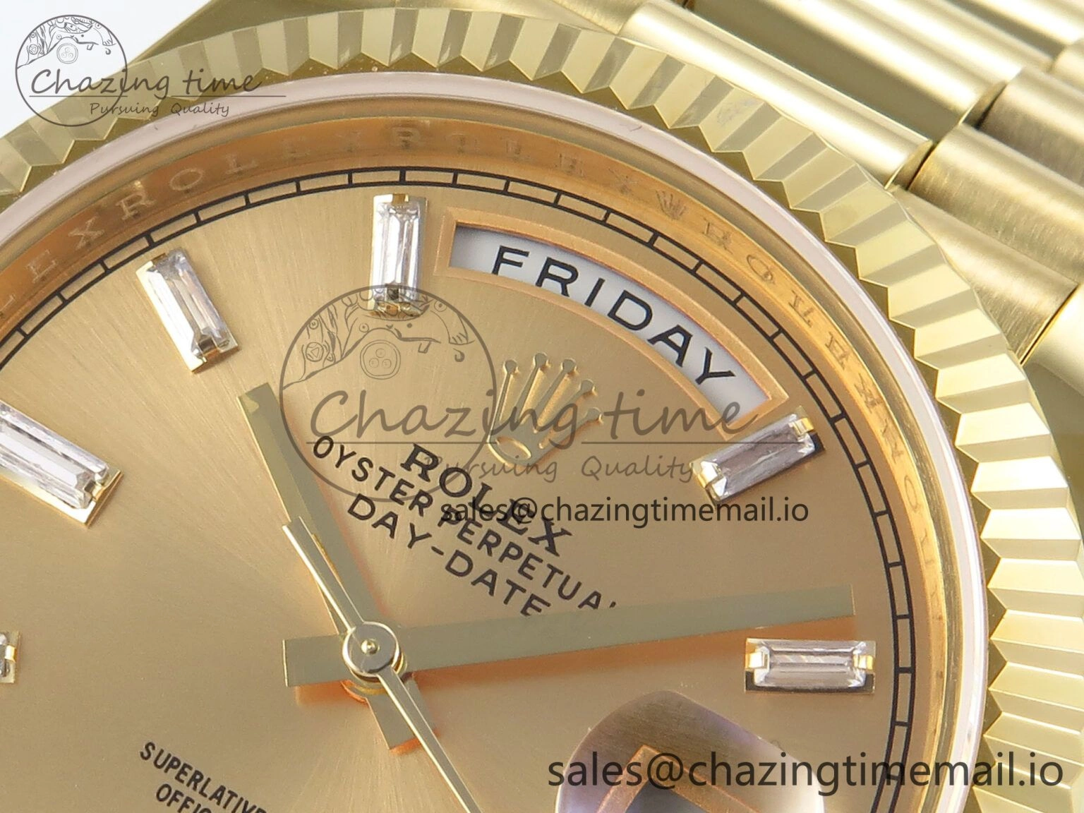 Day Date 40 YG 228238 KF 1:1 Best Edition YG Crystal Dial on President Bracelet VR3255 (Gain Weight)