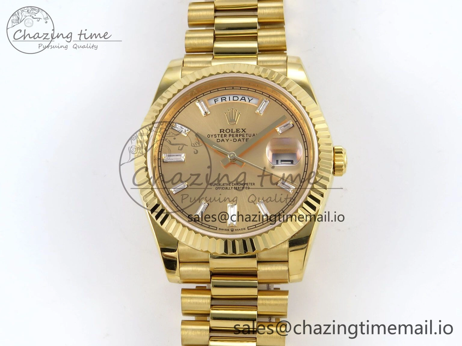 Day Date 40 YG 228238 KF 1:1 Best Edition YG Crystal Dial on President Bracelet VR3255 (Gain Weight)
