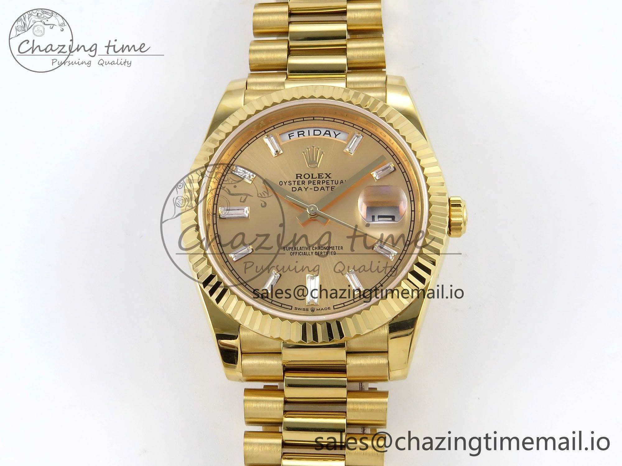 Day Date 40 YG 228238 KF 1:1 Best Edition YG Crystal Dial on President Bracelet VR3255 (Gain Weight)