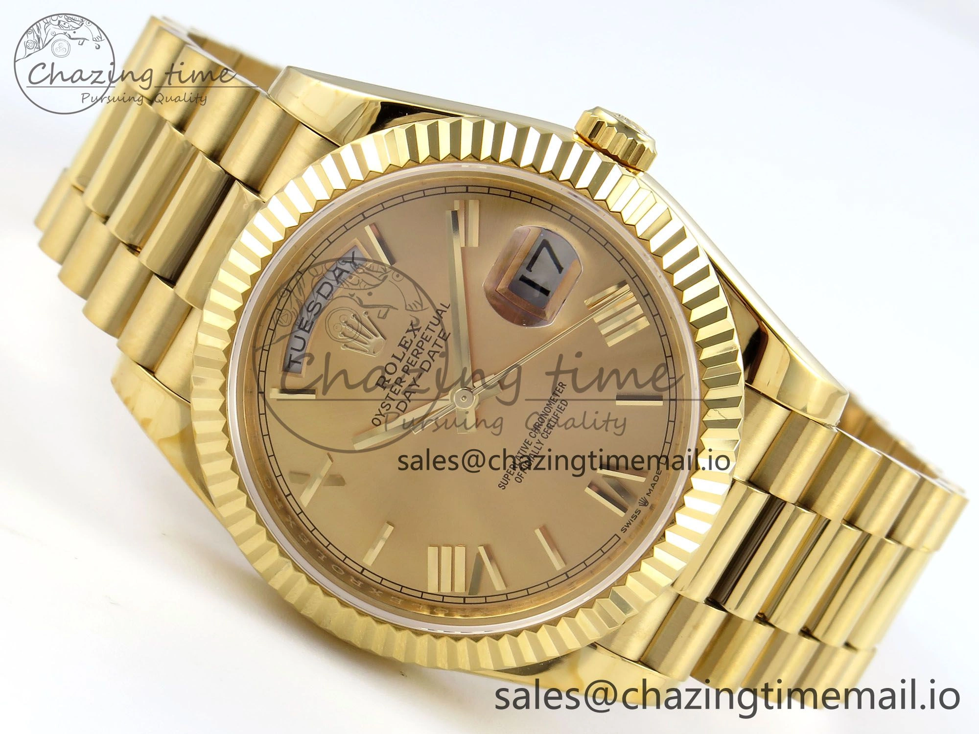 Day Date 40 YG 228238 KF 1:1 Best Edition YG Roman Dial on President Bracelet VR3255 (Gain Weight)