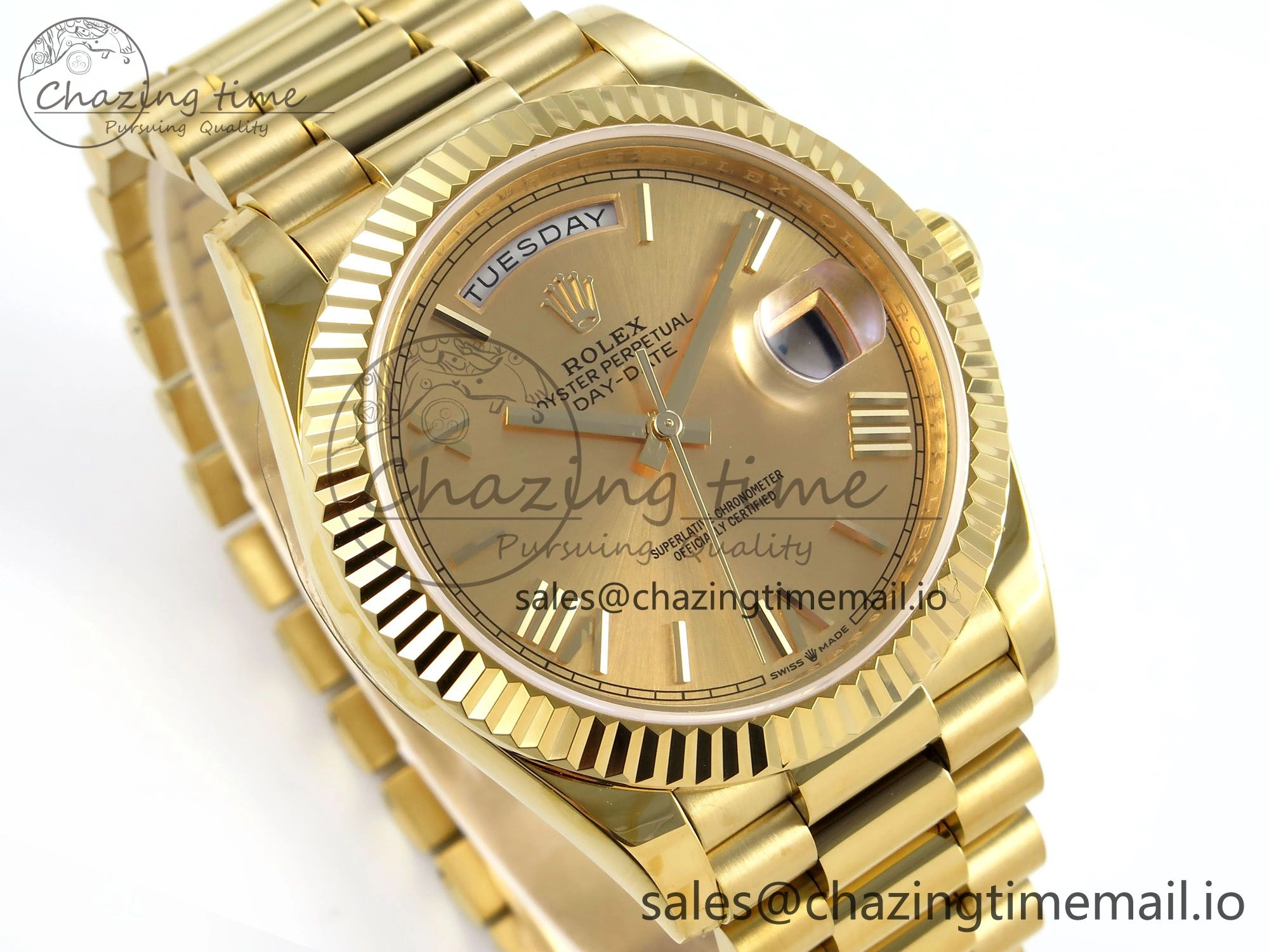 Day Date 40 YG 228238 KF 1:1 Best Edition YG Roman Dial on President Bracelet VR3255 (Gain Weight)