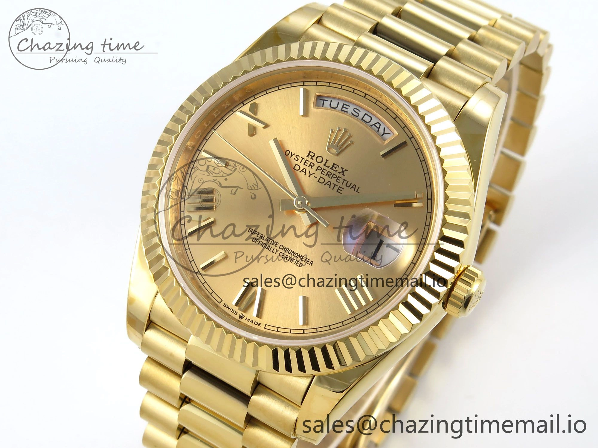 Day Date 40 YG 228238 KF 1:1 Best Edition YG Roman Dial on President Bracelet VR3255 (Gain Weight)
