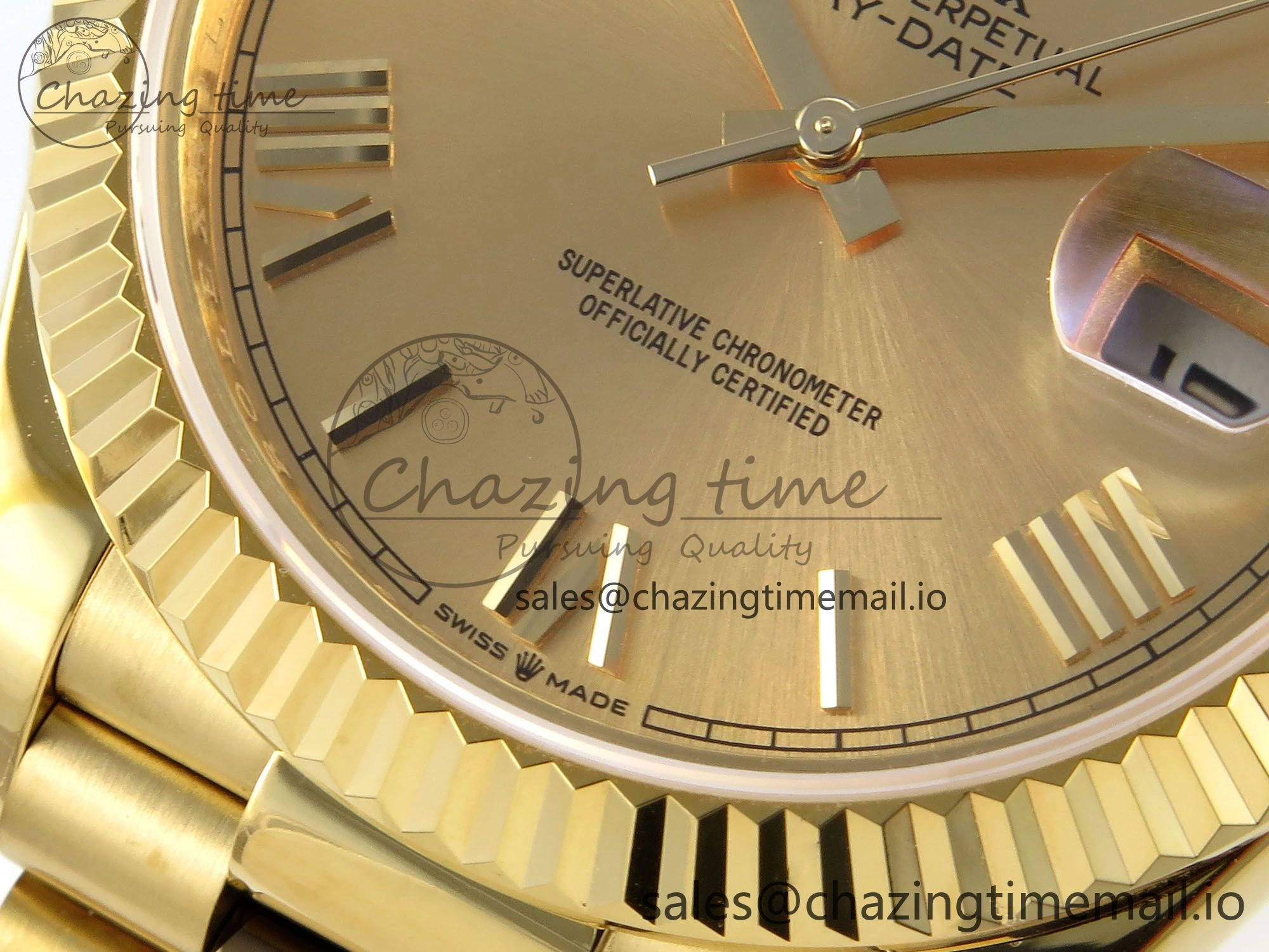 Day Date 40 YG 228238 KF 1:1 Best Edition YG Roman Dial on President Bracelet VR3255 (Gain Weight)