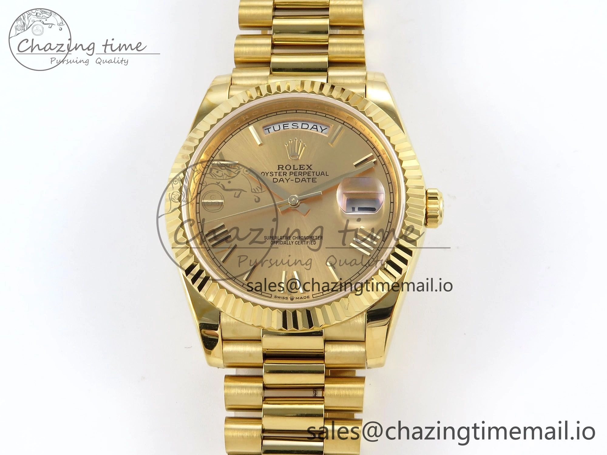 Day Date 40 YG 228238 KF 1:1 Best Edition YG Roman Dial on President Bracelet VR3255 (Gain Weight)