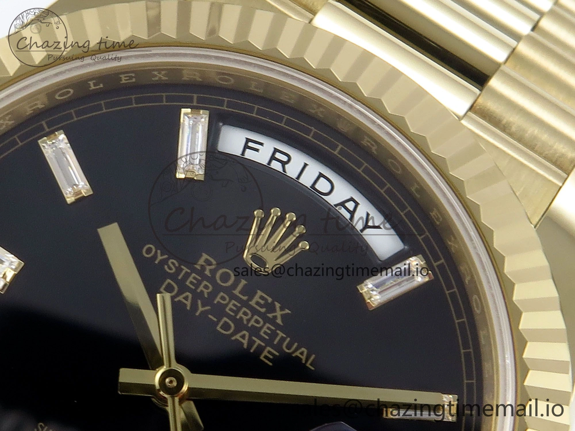 Day Date 40 YG 228238 Noob 1:1 Best Edition Black Crystal Dial on President Bracelet A2836 (Gain Weight)