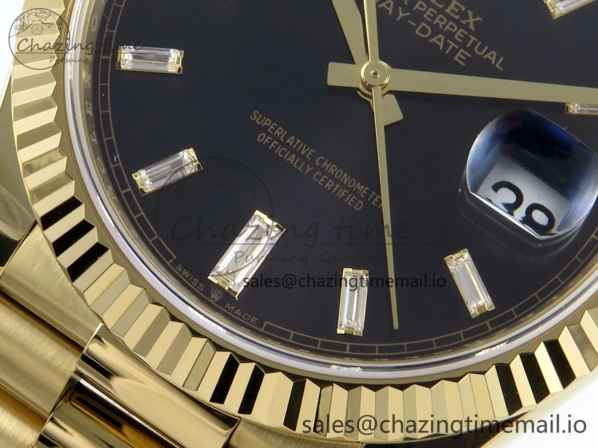 Day Date 40 YG 228238 Noob 1:1 Best Edition Black Crystal Dial on President Bracelet A2836 (Gain Weight)