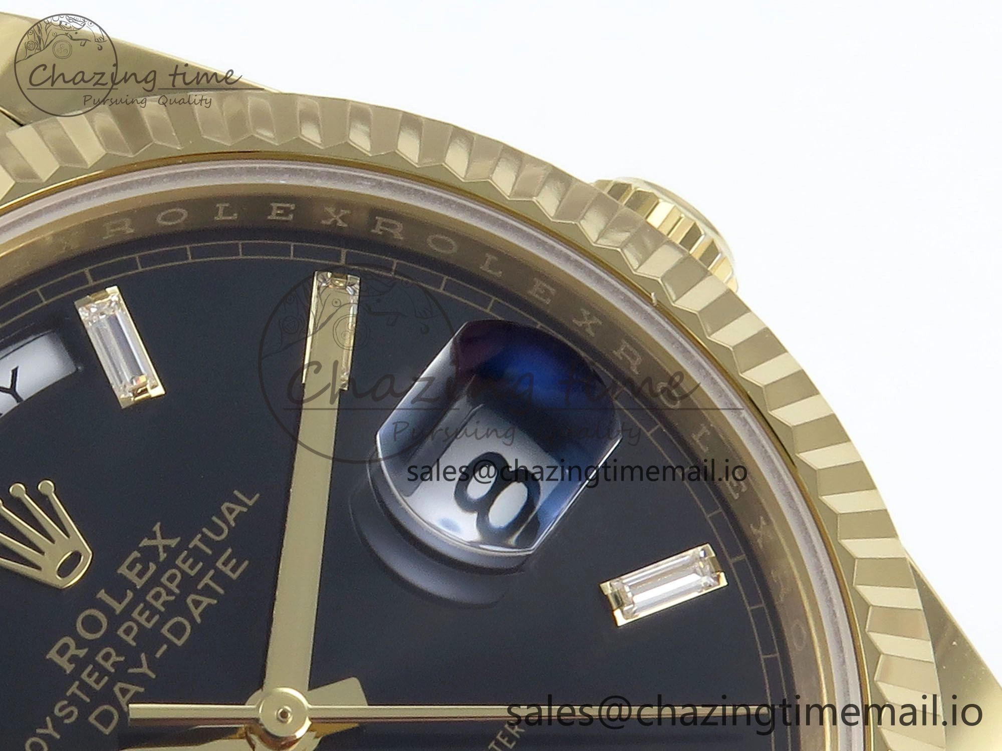 Day Date 40 YG 228238 Noob 1:1 Best Edition Black Crystal Dial on President Bracelet A2836 (Gain Weight)