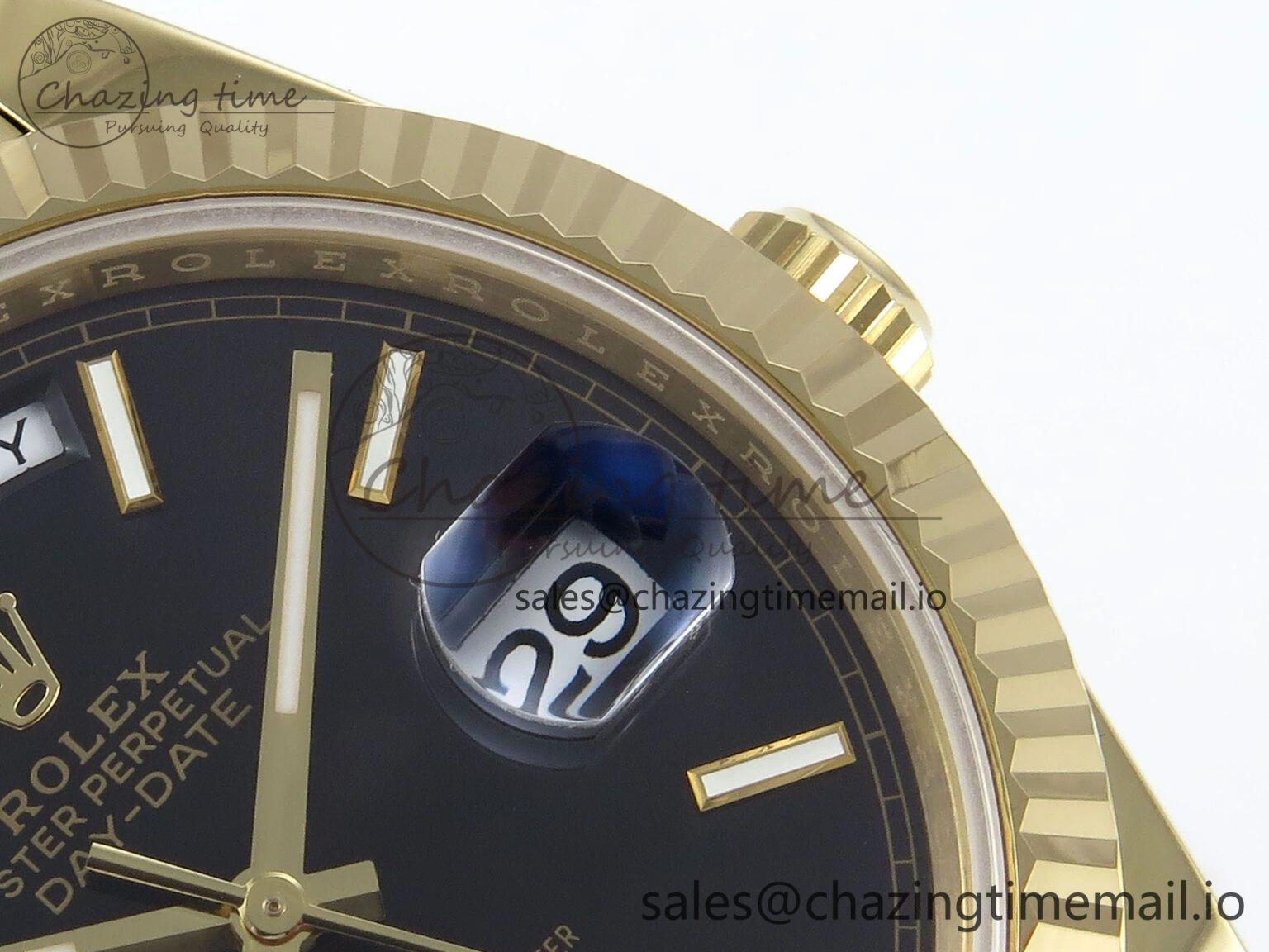 Day Date 40 YG 228238 Noob 1:1 Best Edition Black Stick Dial on President Bracelet A2836 (Gain Weight)