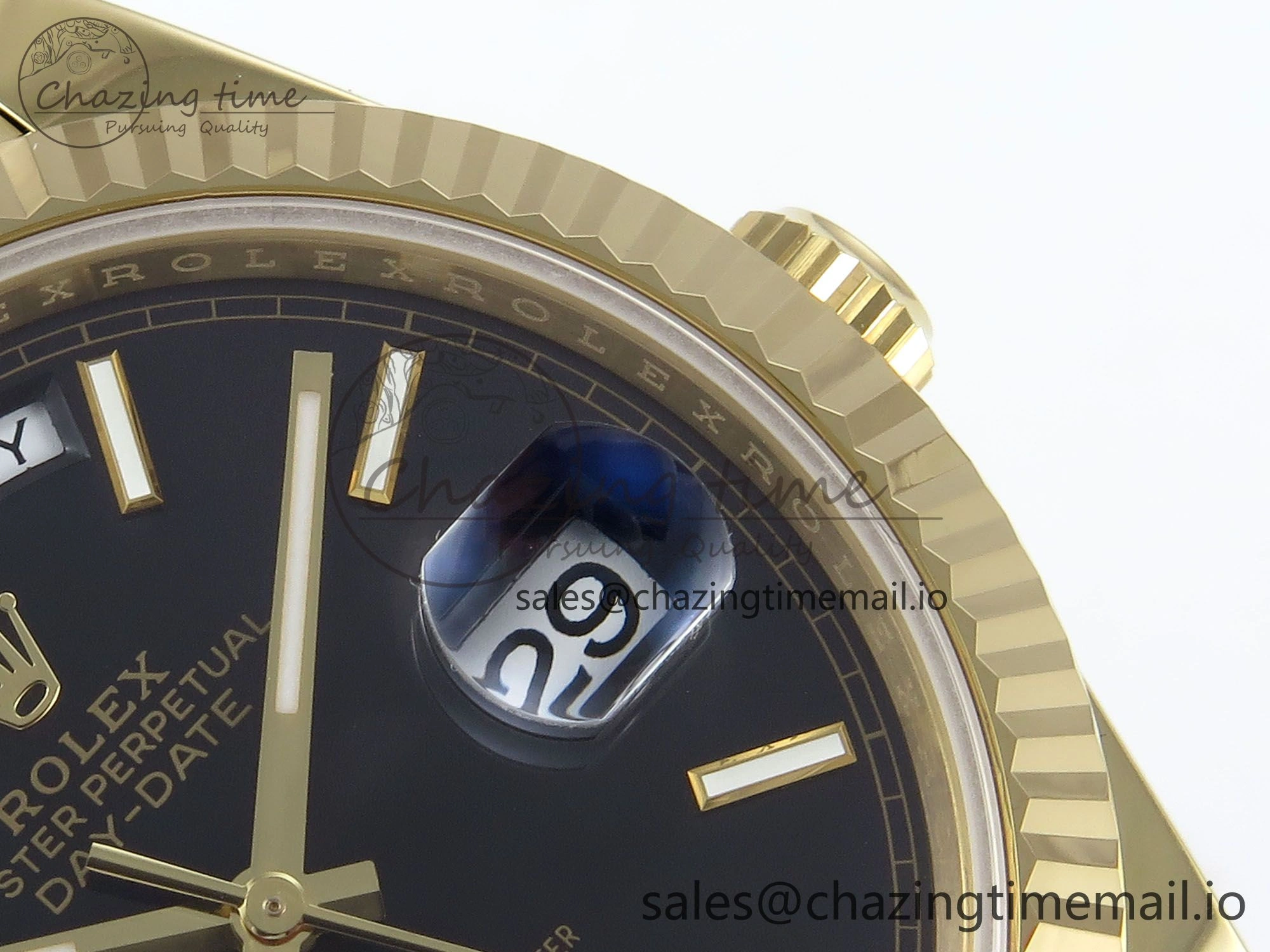 Day Date 40 YG 228238 Noob 1:1 Best Edition Black Stick Dial on President Bracelet A2836 (Gain Weight)