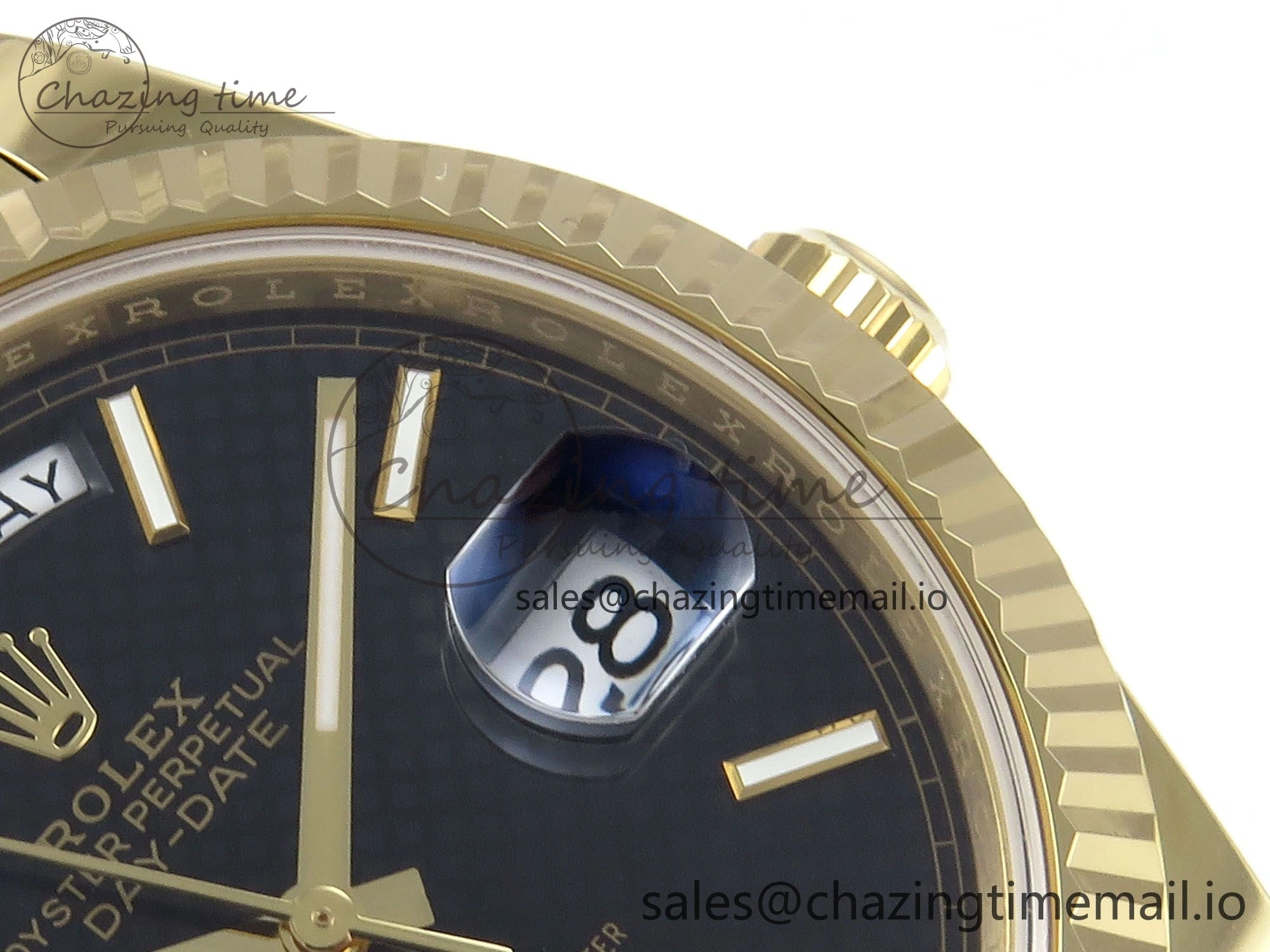 Day Date 40 YG 228238 Noob 1:1 Best Edition Black Textured Stick Dial on President Bracelet A2836 (Gain Weight)